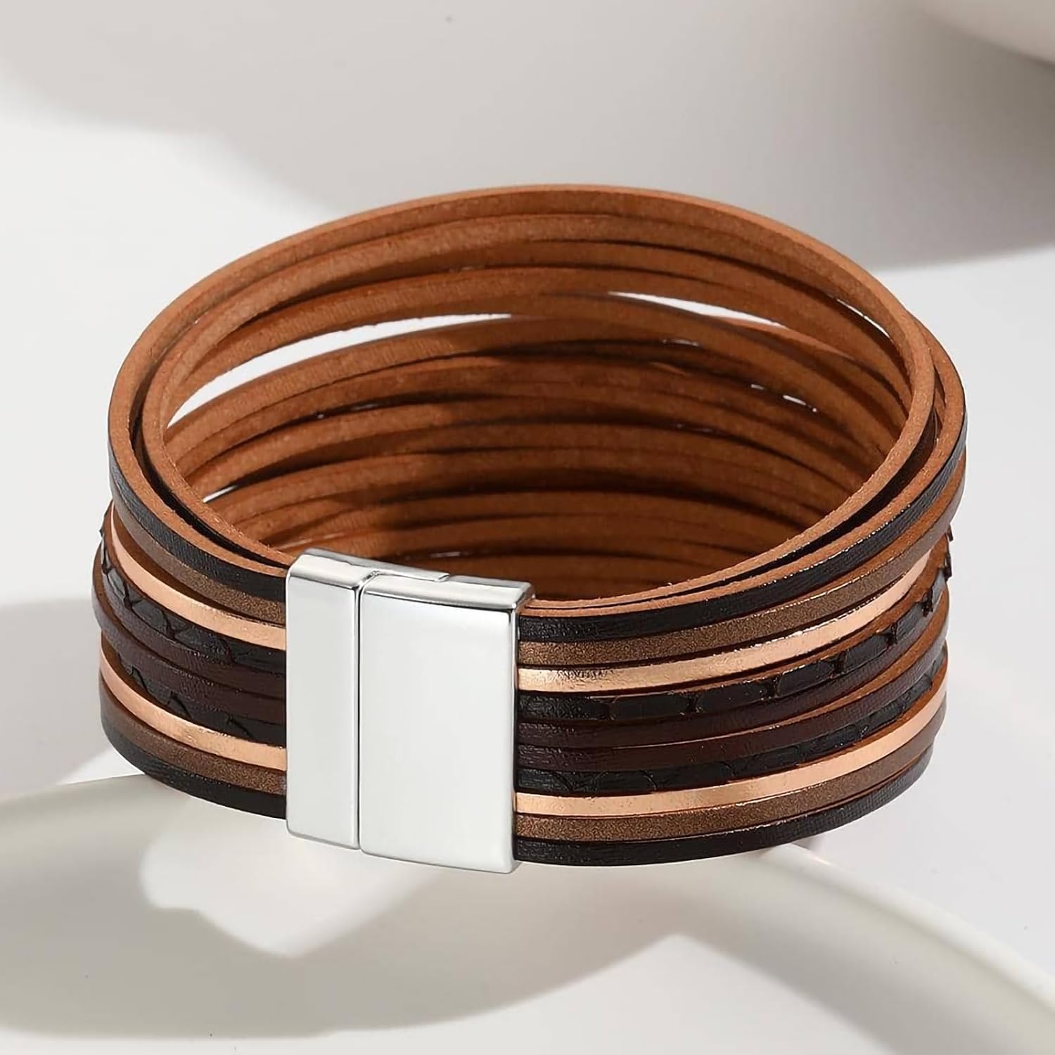 Fesciory Leather Wrap Bracelets for Women, Boho Western Layered Jewelry