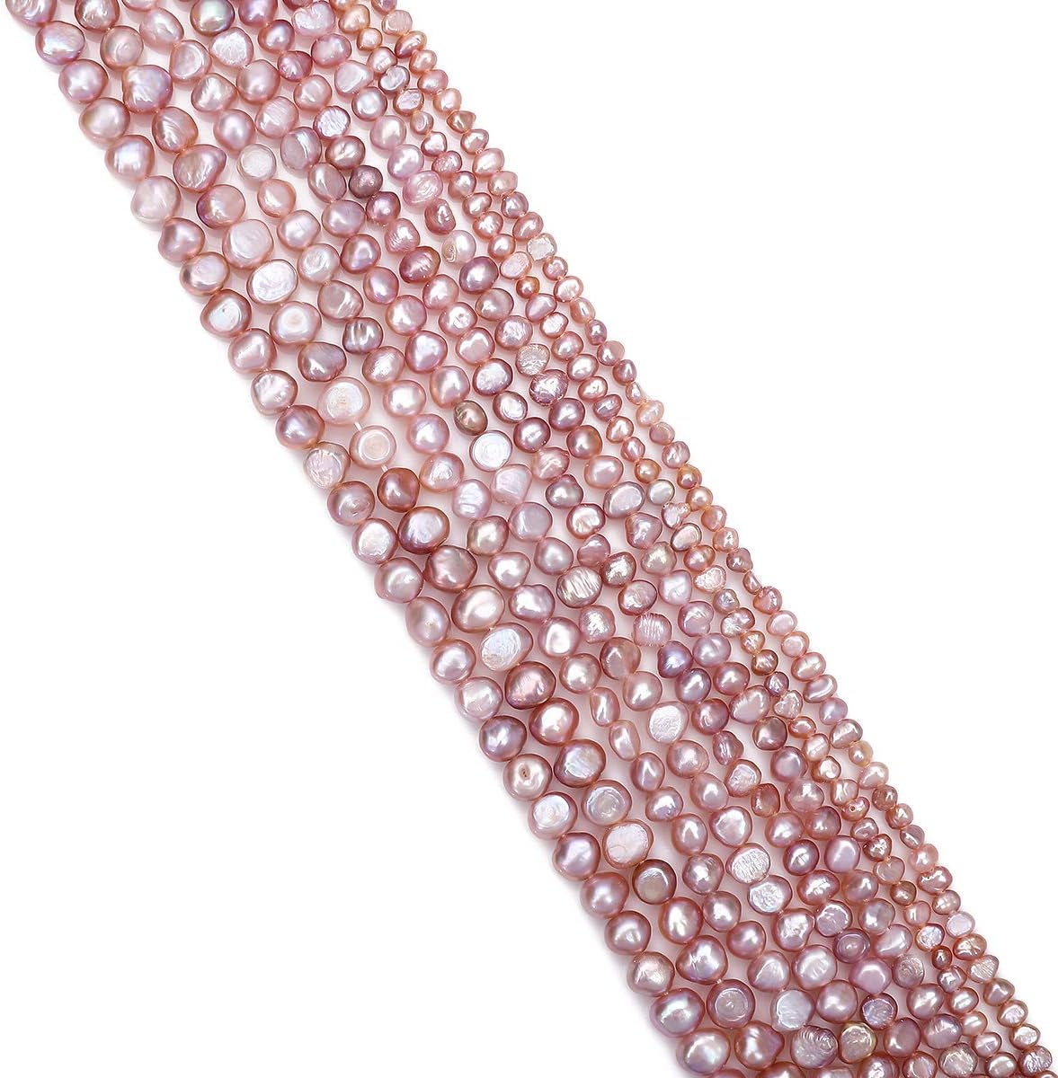 BEADIA Natural Pearl Beads Side Hole 7-8mm Purple Freshwater Cultured Loose Gemstone Beads for DIY Jewelry Making 13.8''/Strand