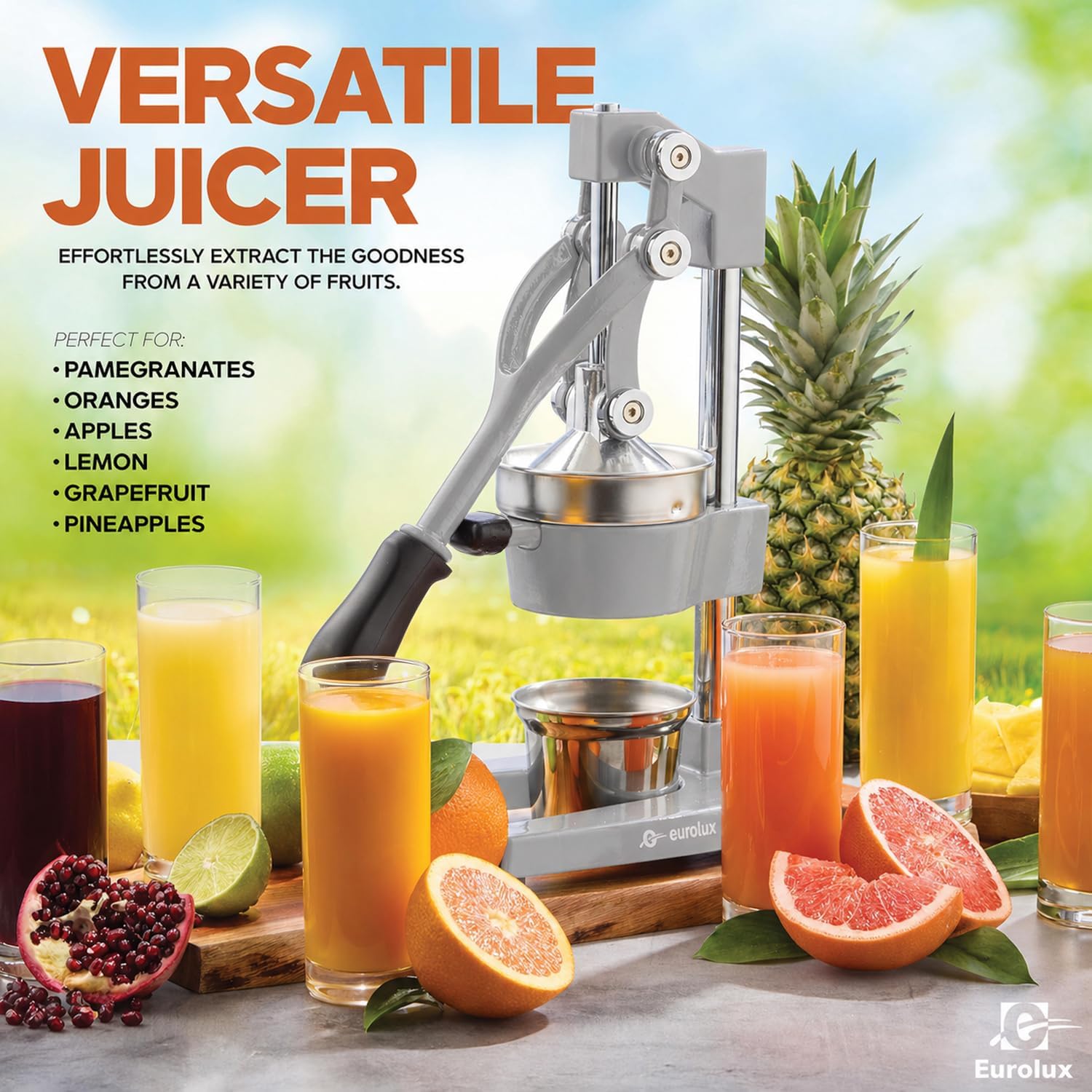 Eurolux Ultra-Premium Cast Iron Juicer | Extra-Large, Heavy Duty, Commercial Grade