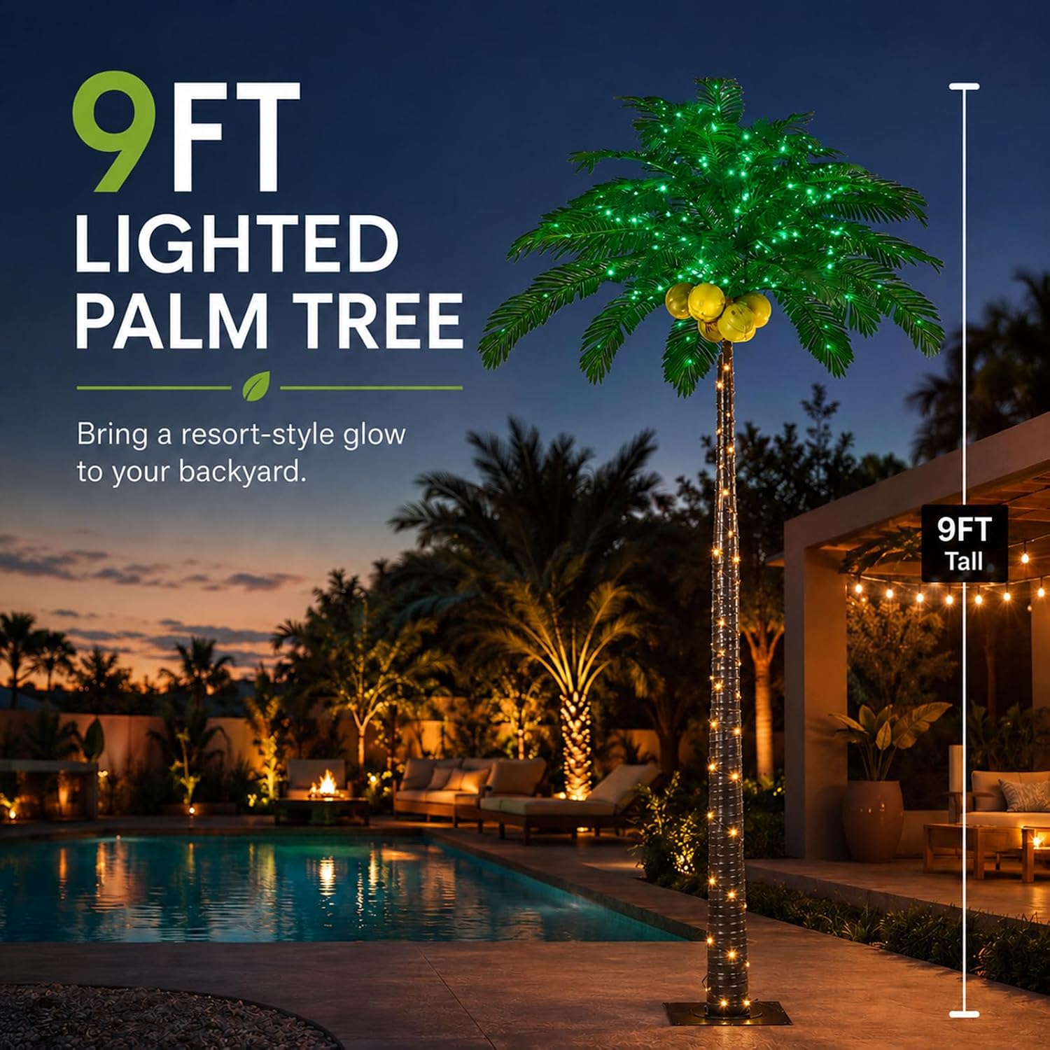 Lightshare 7 Feet Palm Tree 152LED Lights Artificial Fake Tree Decoration for Tiki Bar Outside Patio Porch Pool Christmas Nativity