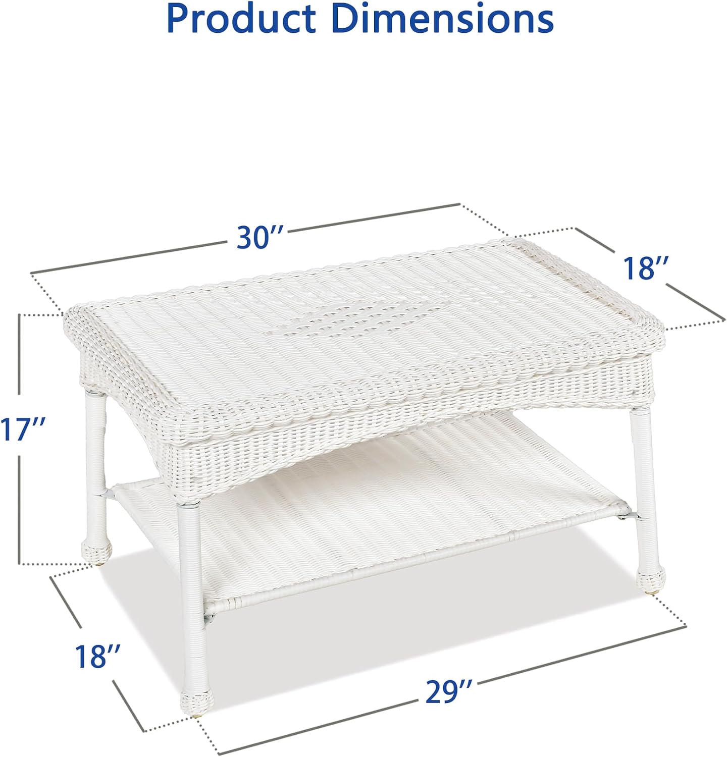 White Wicker Patio Coffee Table