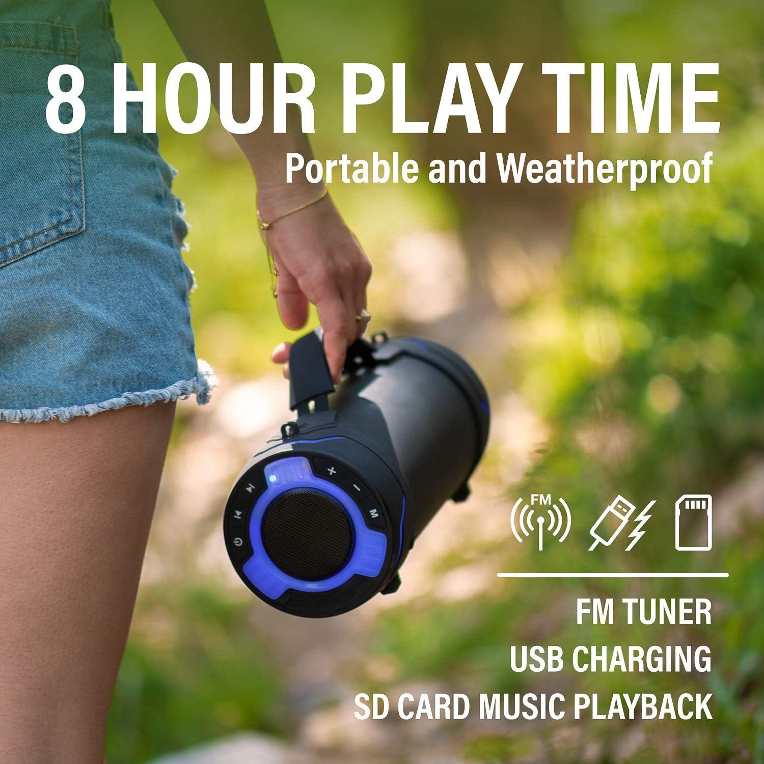 BOSS Audio Systems Tube Portable Weatherproof Bluetooth Stereo Speaker - 3-Inch, Full Range, Tweeters, 8 Hours of Play Time, Sold Individually