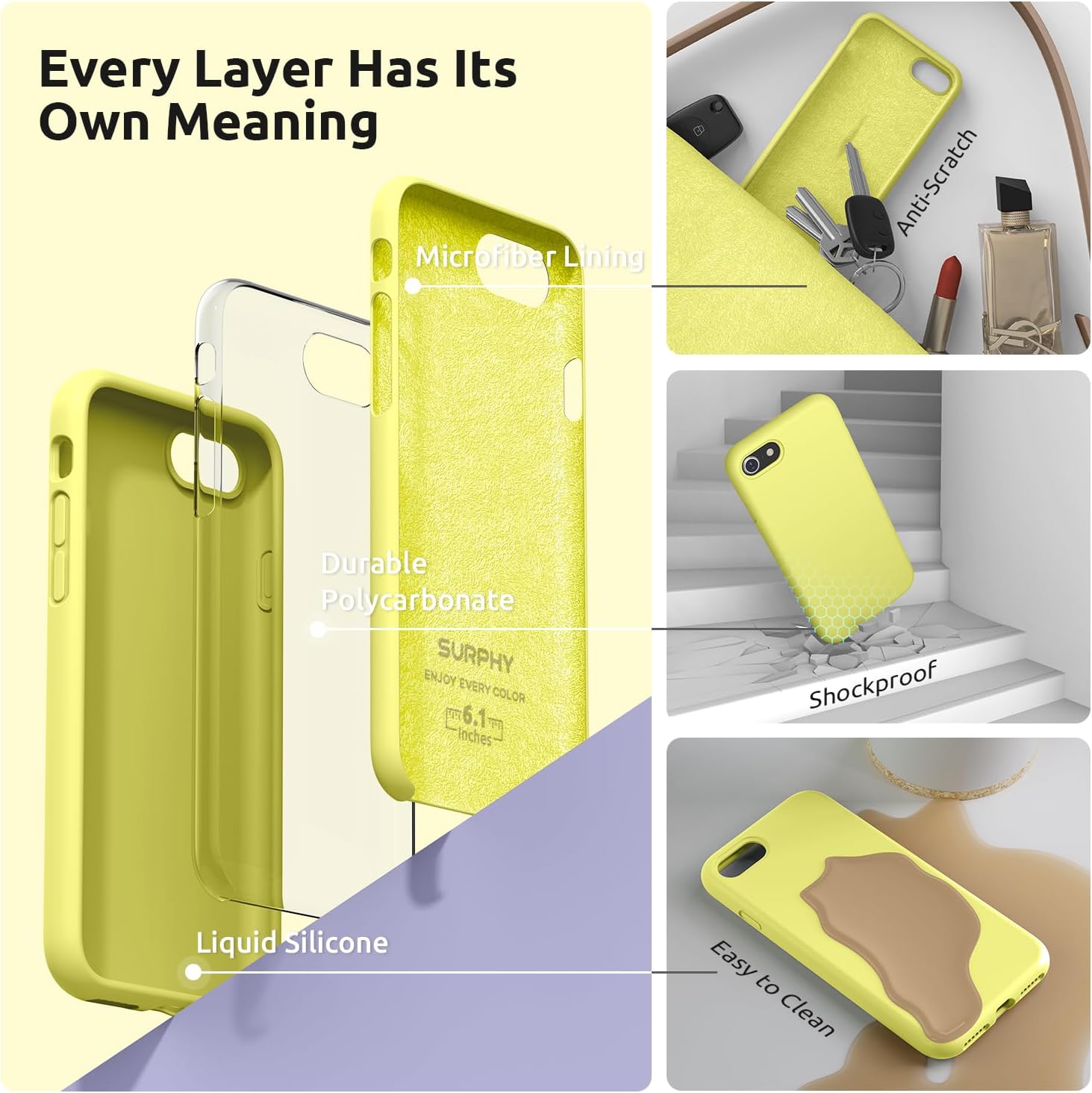 SURPHY Designed for iPhone SE Case, iPhone 8 Case, iPhone 7 Case, Liquid Silicone Phone Case for iPhone se 3rd 2nd SE 2022 SE 2020, Blue