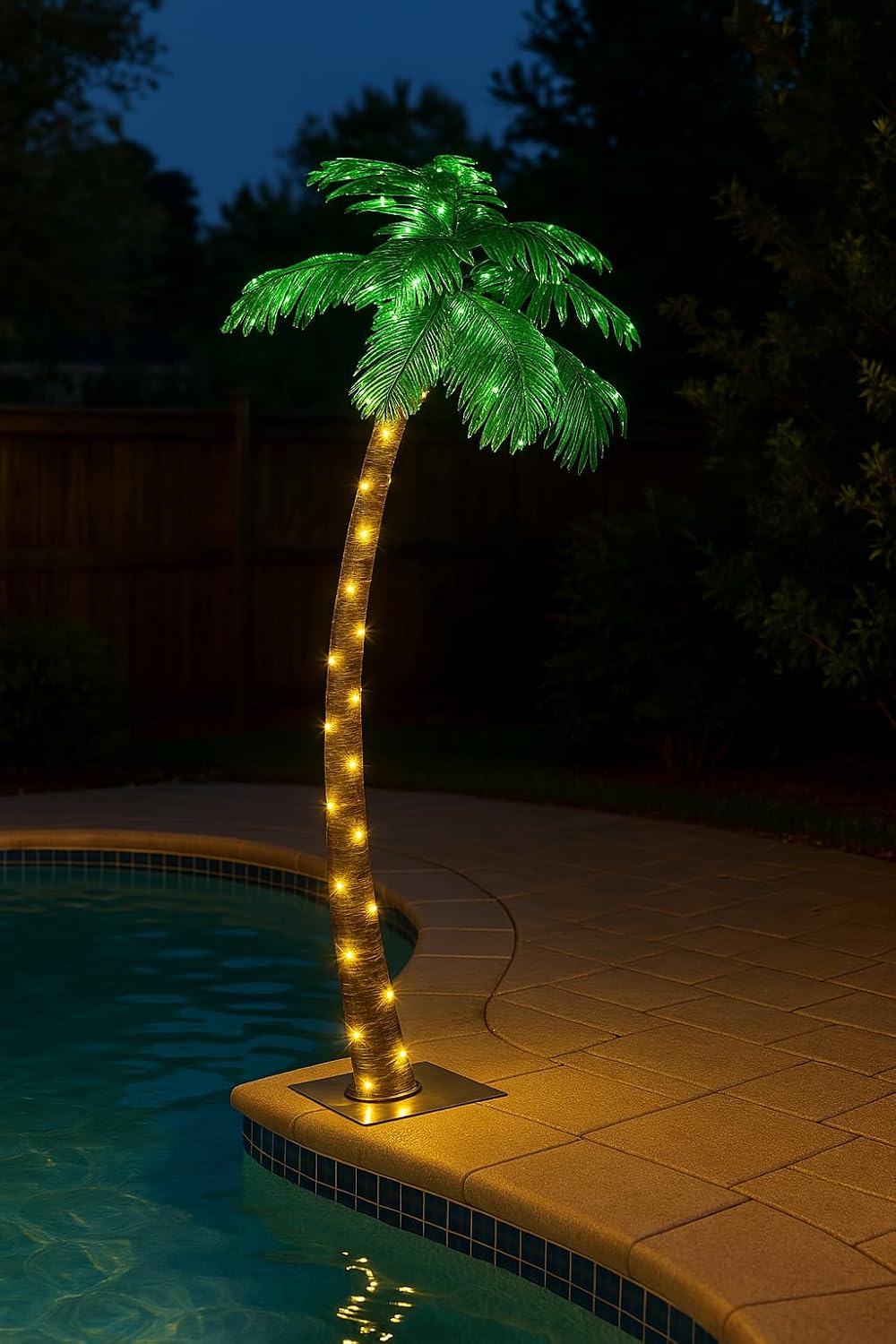 Lightshare 7 Feet Palm Tree 152LED Lights Artificial Fake Tree Decoration for Tiki Bar Outside Patio Porch Pool Christmas Nativity