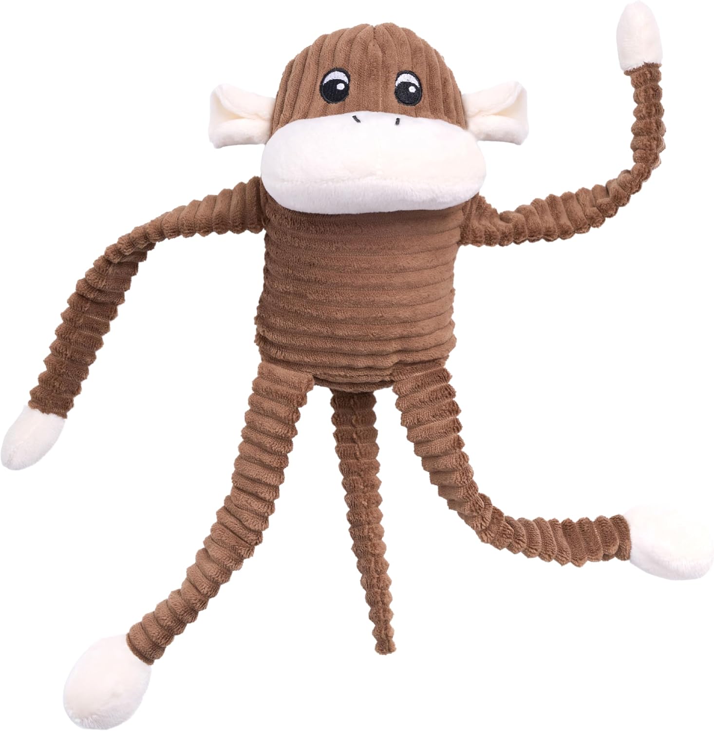 ZippyPaws Crinkle Monkey for Medium-Extra Large Dogs, Large/Brown | Interactive Dog Toys to Keep Them Busy, Squeaky Plush Pet Toy for All Breeds