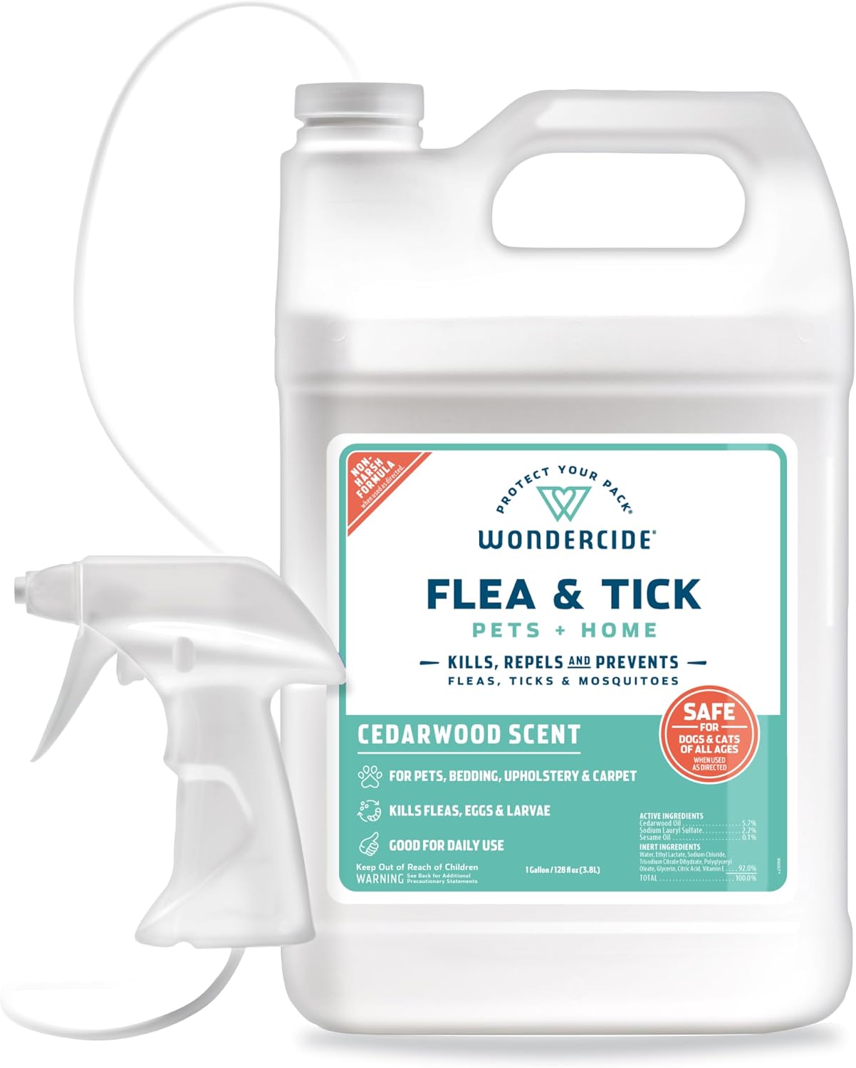 Wondercide Flea Tick & Mosquito Spray for Pets & Home - Cedarwood 16 fl oz | With Natural Essential Oils - Killer, Control, Prevention, Treatment of Fleas & Ticks for Dogs and Cats - Pet & Family Safe