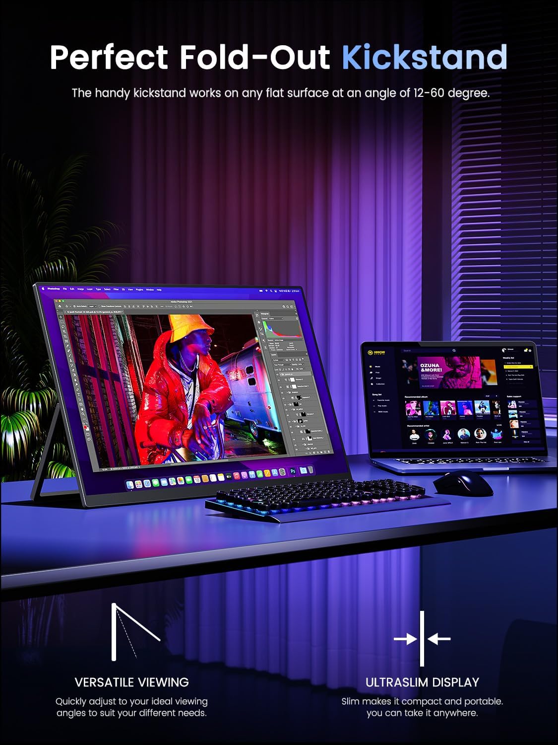 UPERFECT 18.5" 120Hz Portable Monitor, 125% sRGB Large Gaming Monitor