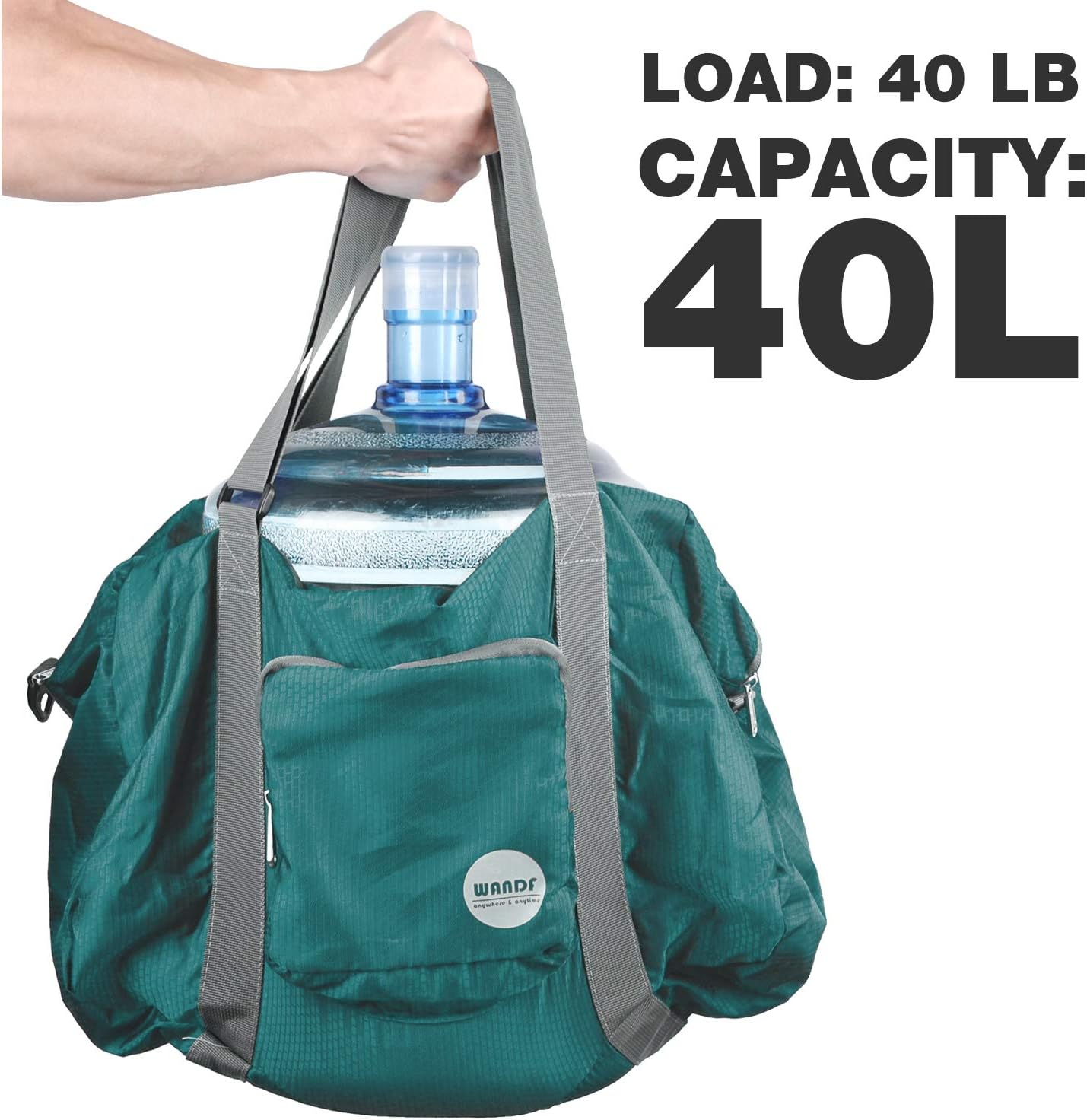WANDF Foldable Personal Item Bag, Carry on Travel Duffle Bag | Frontier Airline Underseat Fit, 18x14x8 inches, Weekend Overnight Trips, Packable