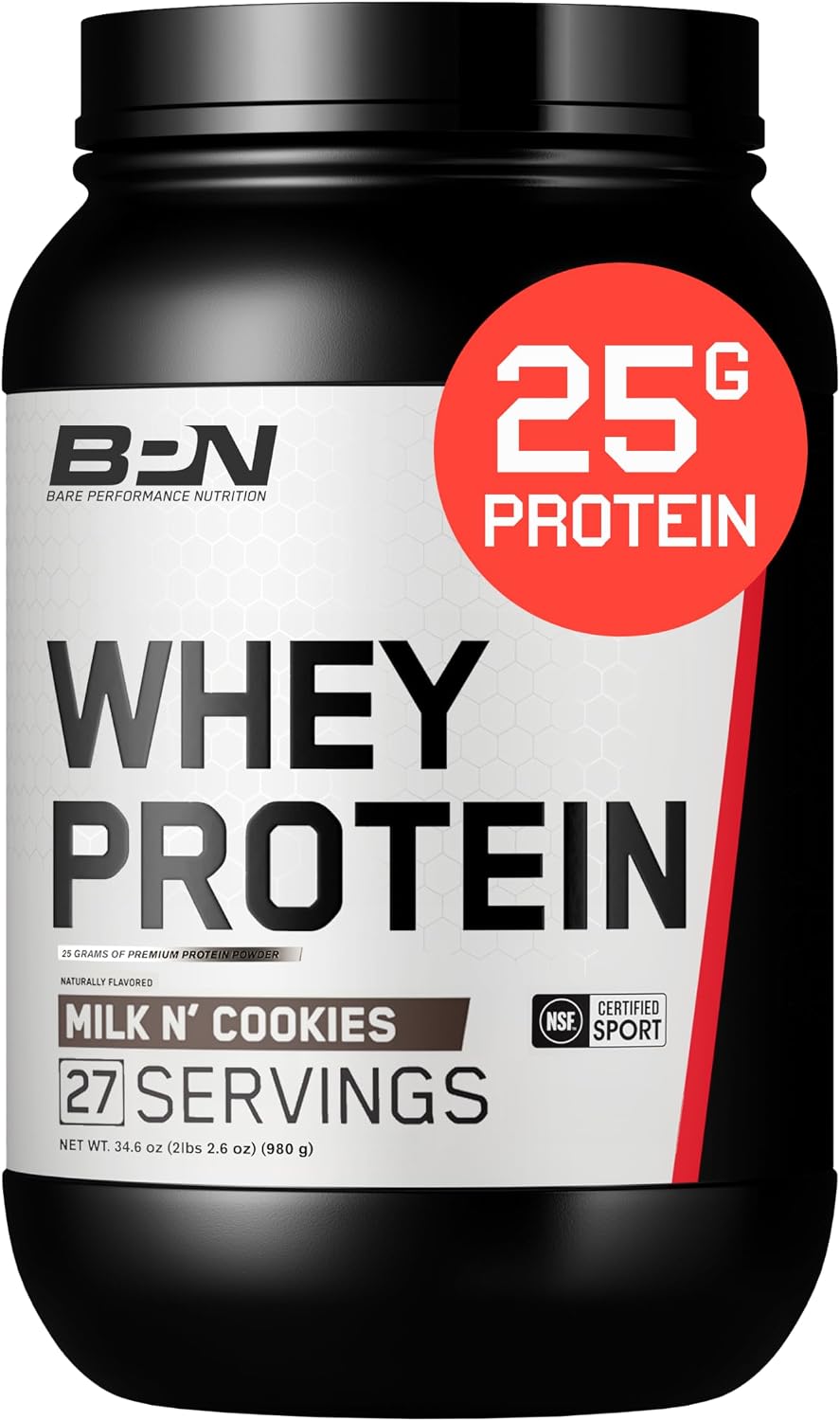 BARE PERFORMANCE NUTRITION, BPN Whey Protein + Casein Protein Powder Blend, Vanilla, 25g Protein per Serving Supports Lean Muscle Recovery