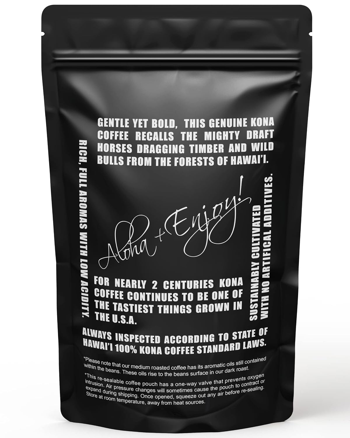 Blue Horse 100% Kona Coffee Whole Bean - 16 oz Medium Roast, Farm Fresh | Certified Organic, Arabica Whole Beans,, Grown In Hawaii USA, Shade Grown, Handpicked, Vacuum Sealed Bag, Caffeinated, Vegan