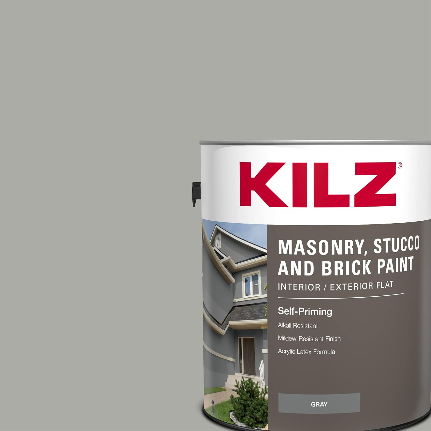 KILZ Self-Priming Masonry, Stucco and Brick Paint, GRAY, 1 Gallon