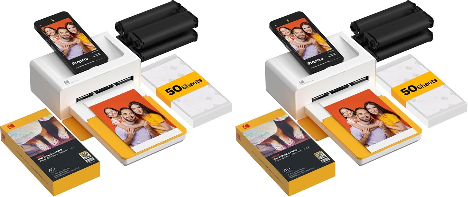 KODAK Dock Plus 4x6 Photo Printer, Smartphone Docking, 4PASS, 50 Sheets