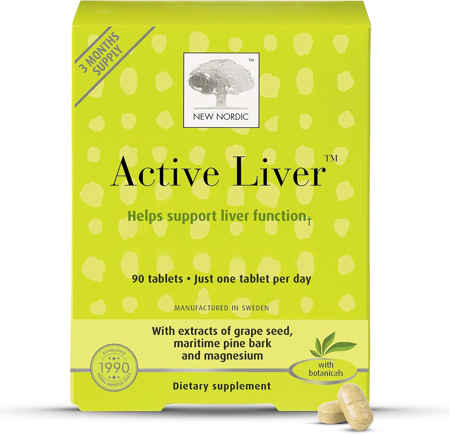 NEW NORDIC Active Liver Daily Support Supplement 30-Day Supply - 30 Tablets | Includes a supply of daily liver supplements, featuring a botanical blend of milk thistle and artichoke in a tablet format
