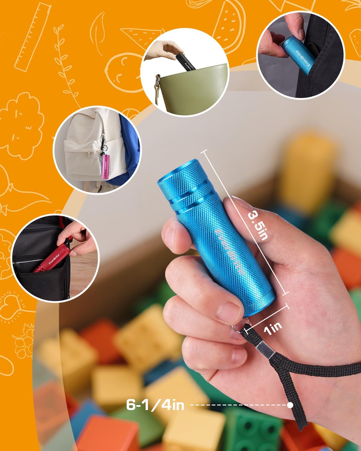 EverBrite 18-Pack Mini LED Flashlight Set,Portable Compact | Ideal for Hurricane Supplies Camping, Night Reading, Cycling, BBQ, Party, Backpacking,with Lanyards & 54 x AAA Batteries