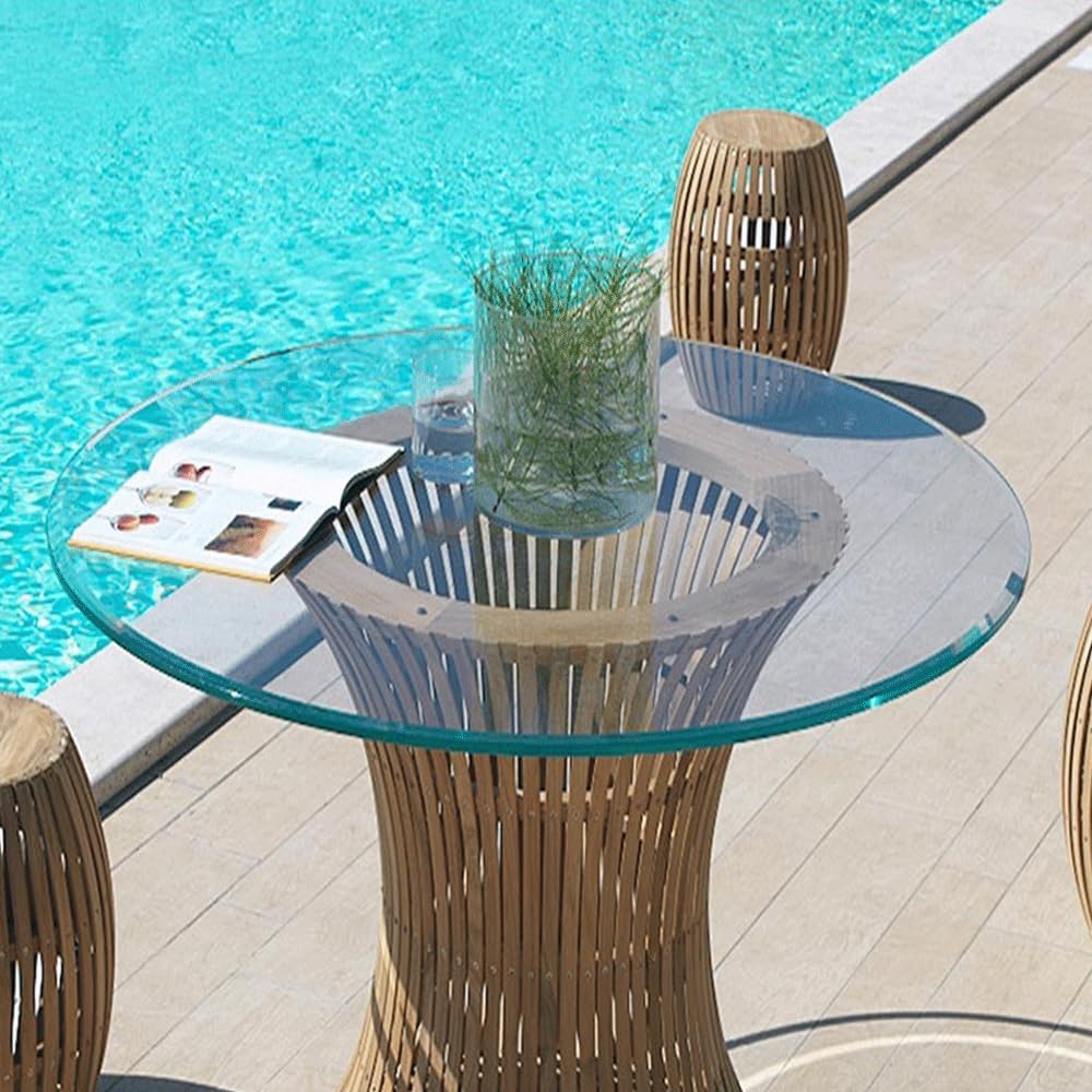 24 inch Round Glass Table Top - Tempered - 3/8" Thick Glass Surface, Safe Pencil Edge, Multipurpose for Dining Table, Patio, Coffee and End Table