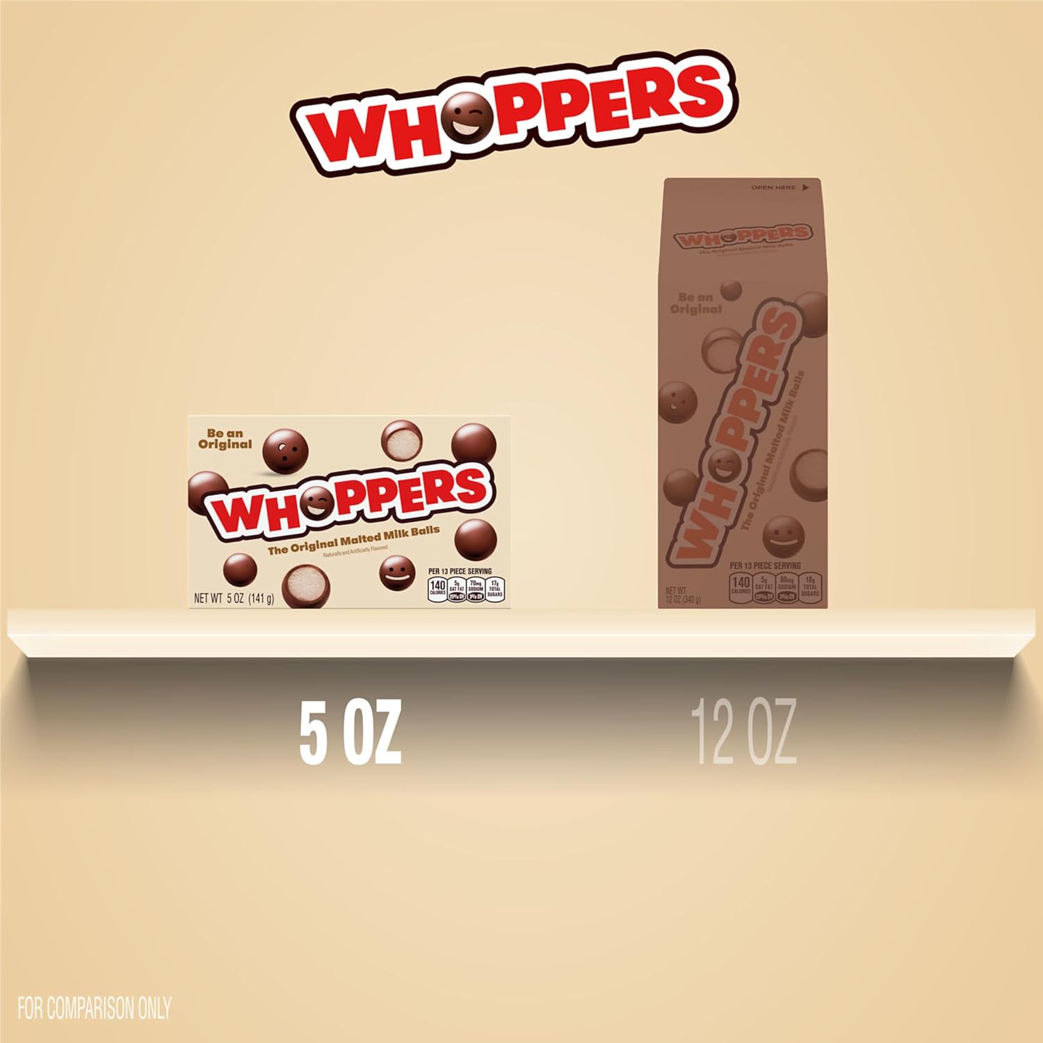 WHOPPERS Malted Milk Balls Candy Box, 5 oz | Crunchy malted milk balls coated in chocolate flavored candy for movie nights and snack breaks.