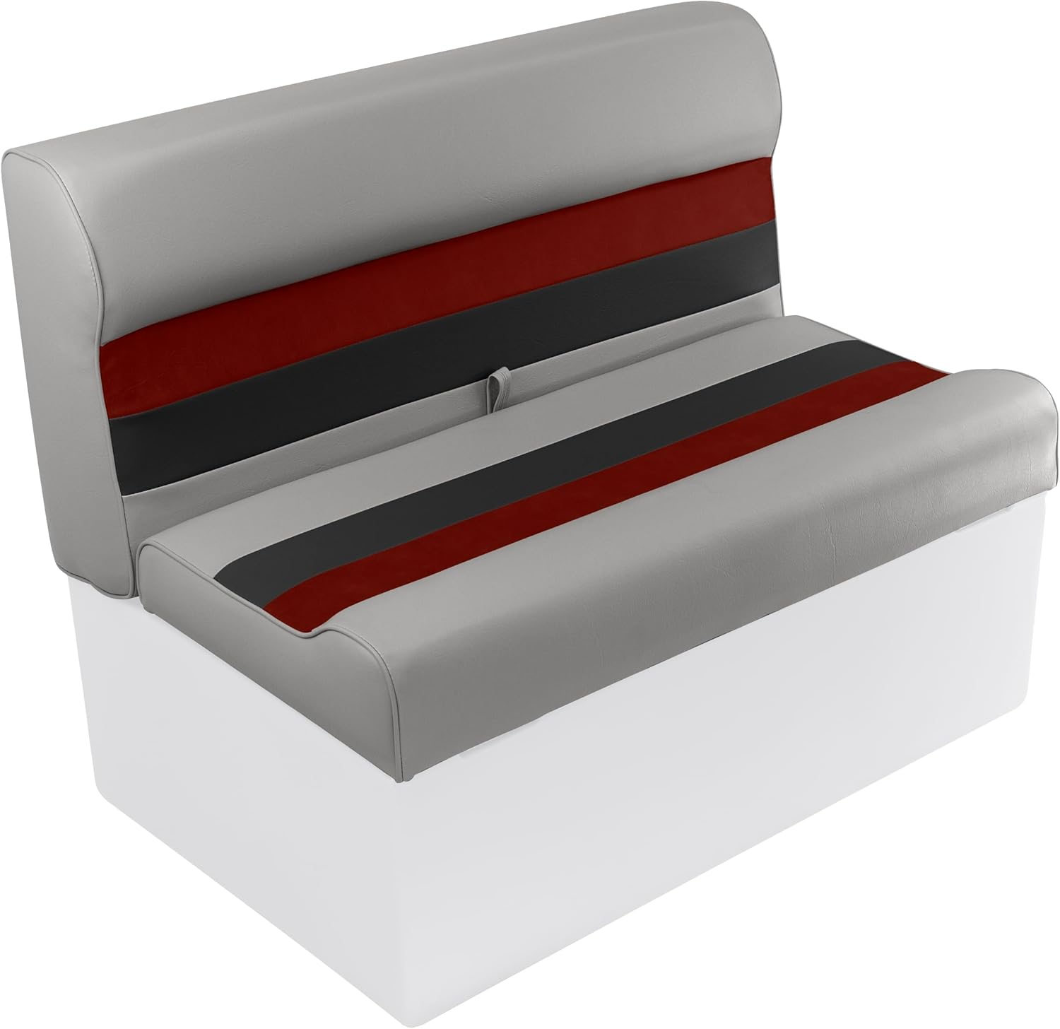 Wise 8WD100-1012 Deluxe Series 37" Pontoon Bench Seat Cushion Set (8WD100-1B-221 Base Required to Complete), Grey/Red/Charcoal