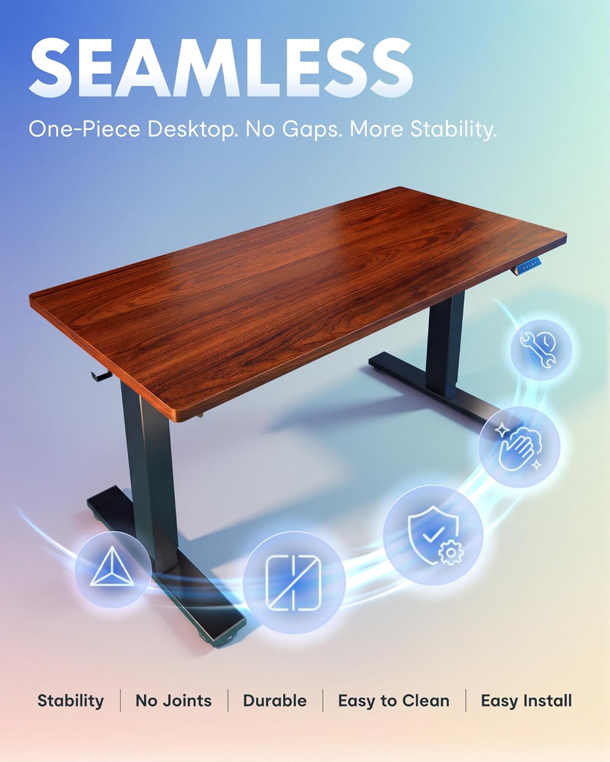 FLEXISPOT EN1 One-Piece Standing Desk, Electric Adjustable with 4 Memory Presets, 176 LBS Capacity, Stable & Quiet