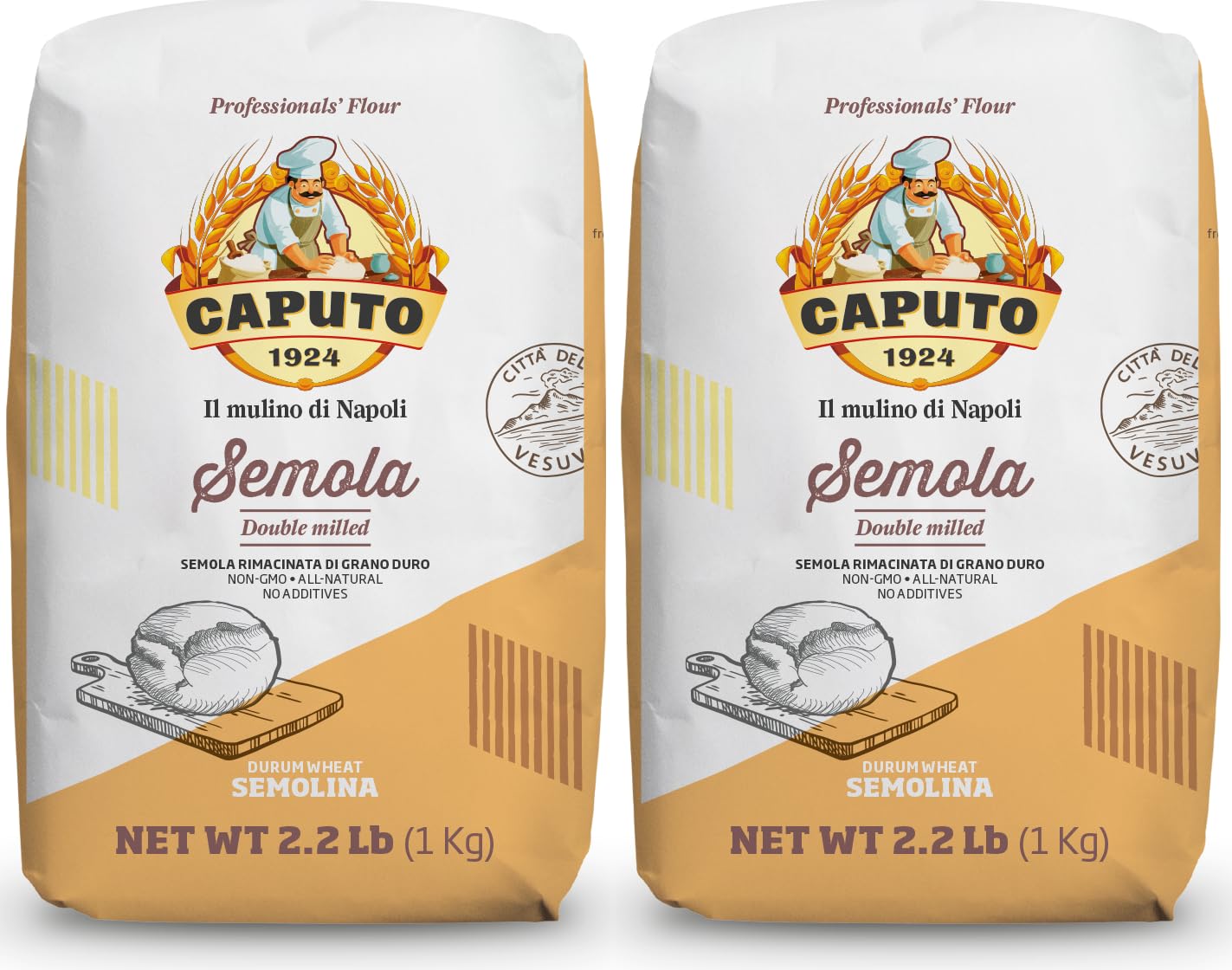 Antimo Caputo Semolina Wheat Flour 2.2 LB (Pack of 6) Bulk - Italian Durum Semola Di Grano - All Natural Dough for Fresh Pasta