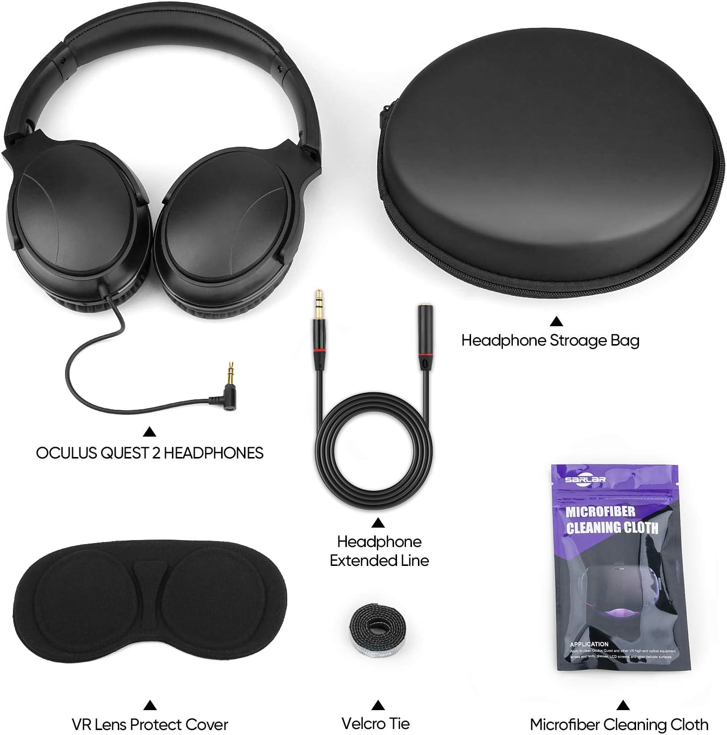 SARLAR VR Gaming Headphones for Quest 2/Quest 3 Increase VR Immersion, Custom Length Cable, Optimized Gaming Audio Driver