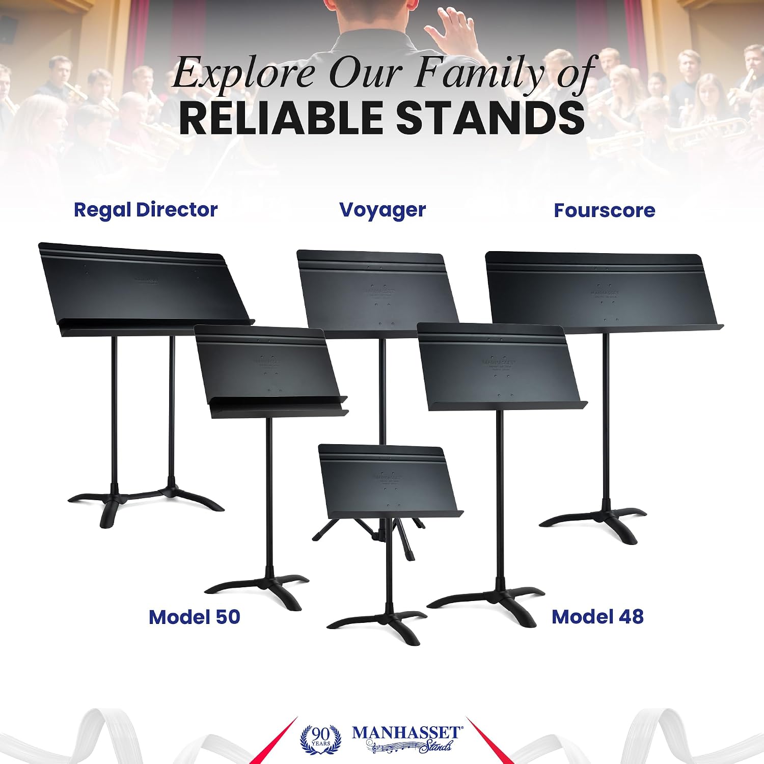 Manhasset Voyager Portable Music Stand For Sheet Music - Quick Assembly Folding Stand with Retractable Legs