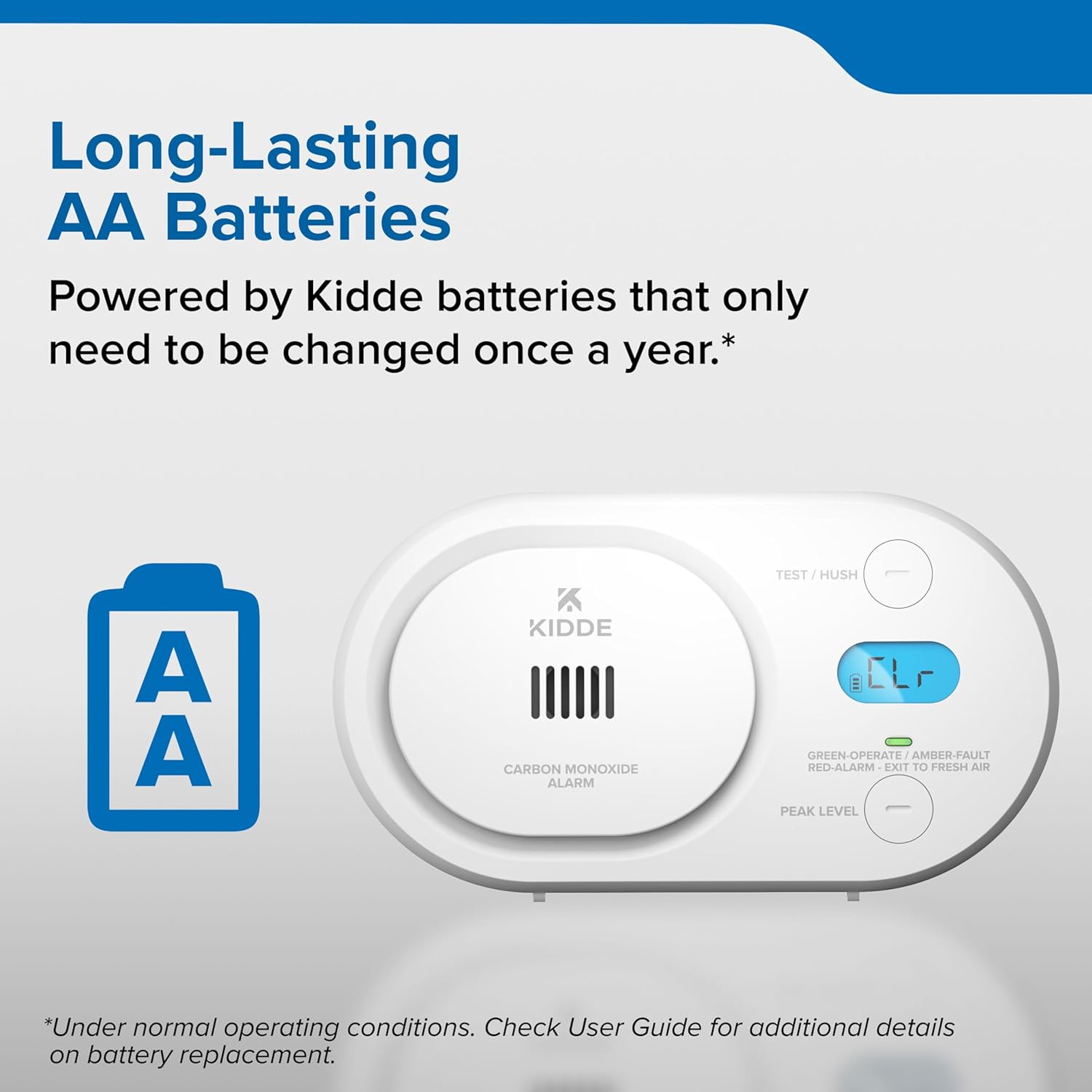 Kidde Carbon Monoxide Detector, AA Battery Powered CO Alarm with LEDs, Test-Reset Button, Low Battery Indicator, Portable