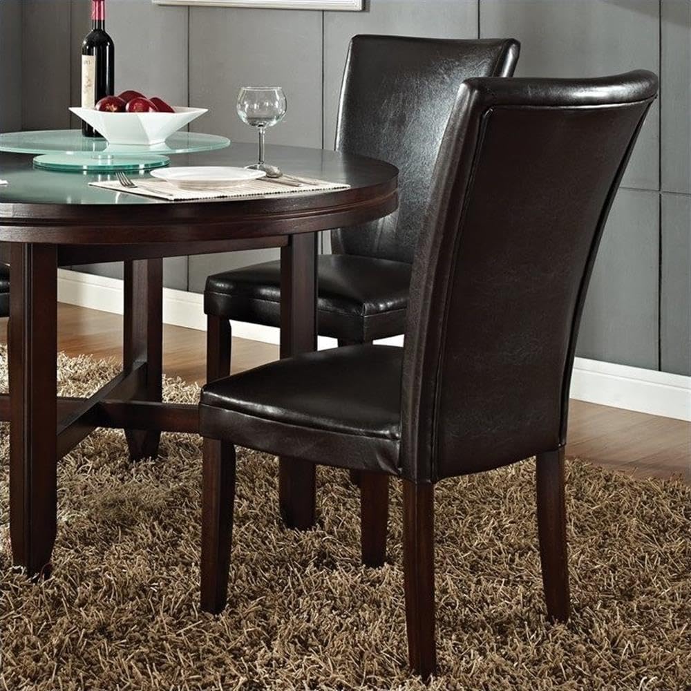 Steve Silver Company Hartford Parsons Chair, Vegan Leather, Contemporary Style, Dining Room, Kitchen, Asian Hardwood Solids, Ergonomic Shape Backing, 20" D x 28" W x 41" H, Brown