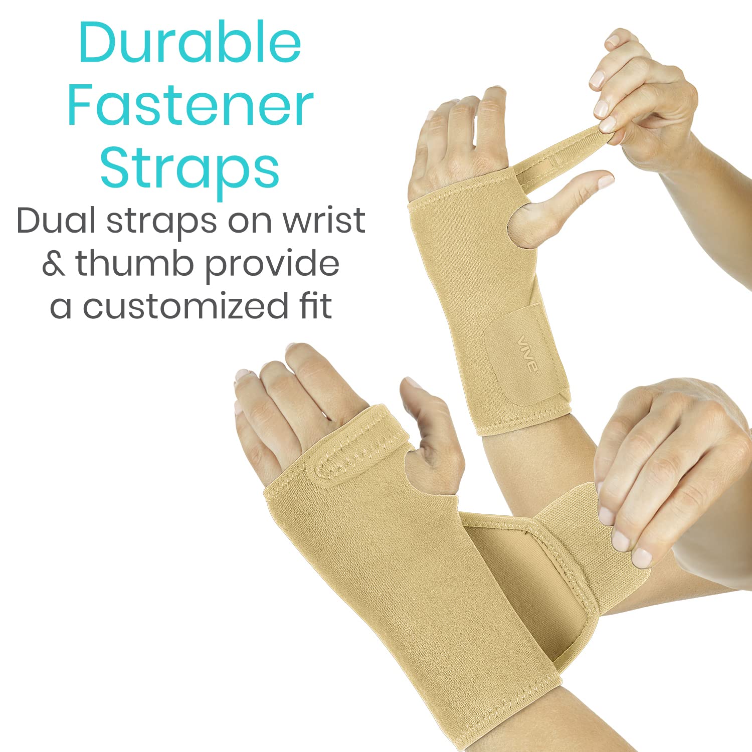 Vive Wrist Brace - Carpal Tunnel Hand Compression Support Wrap for Men | Women, Tendinitis, Bowling, Sports Injuries Pain Relief - Removable Splint - Universal Ergonomic Fit (Black, Right)