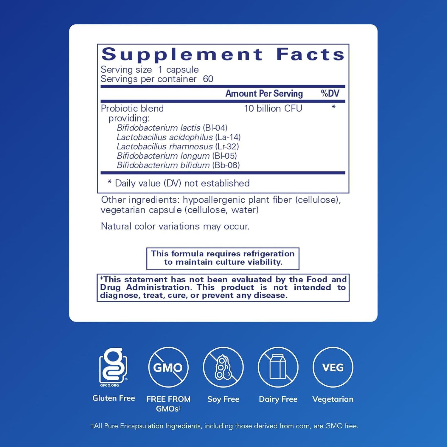 Pure Encapsulations Probiotic-5, 60 Capsules | Dairy and Soy Free Probiotic Blend to Support Immune and Gastrointestinal Health*