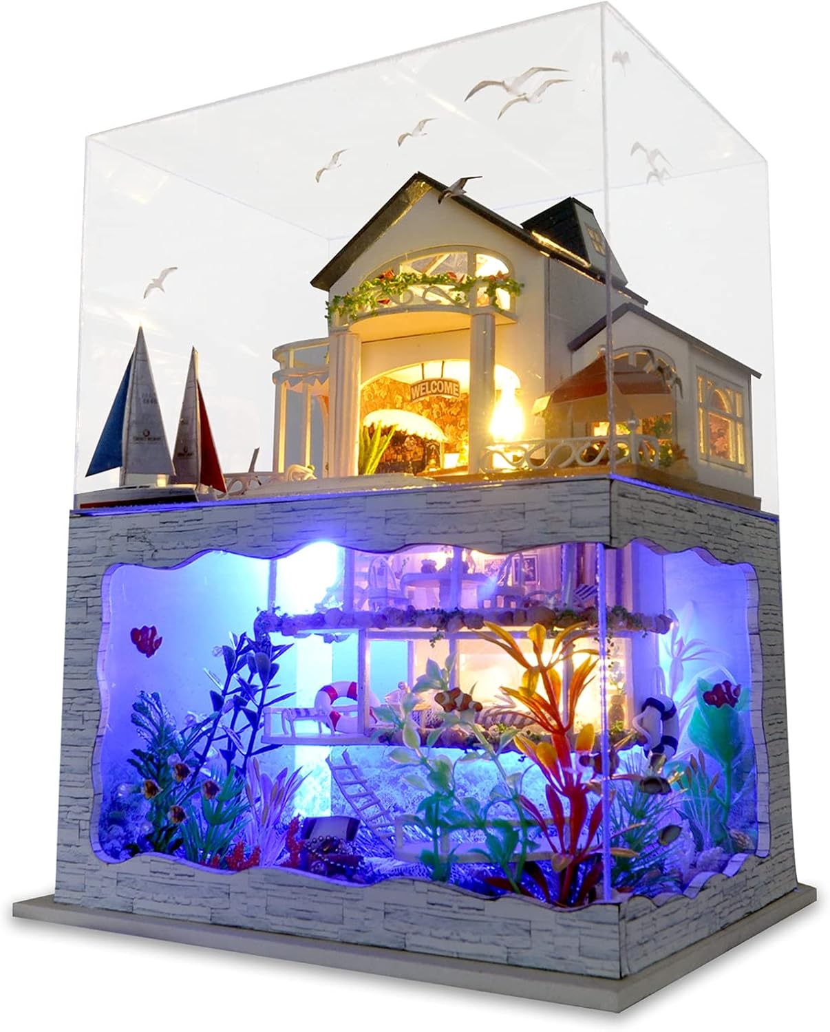 GuDoQi DIY Miniature Dollhouse Kit, Miniature House Kit 1:24 Scale, Tiny House kit with Music and Furniture Kit, Great Gift for Birthday Christmas