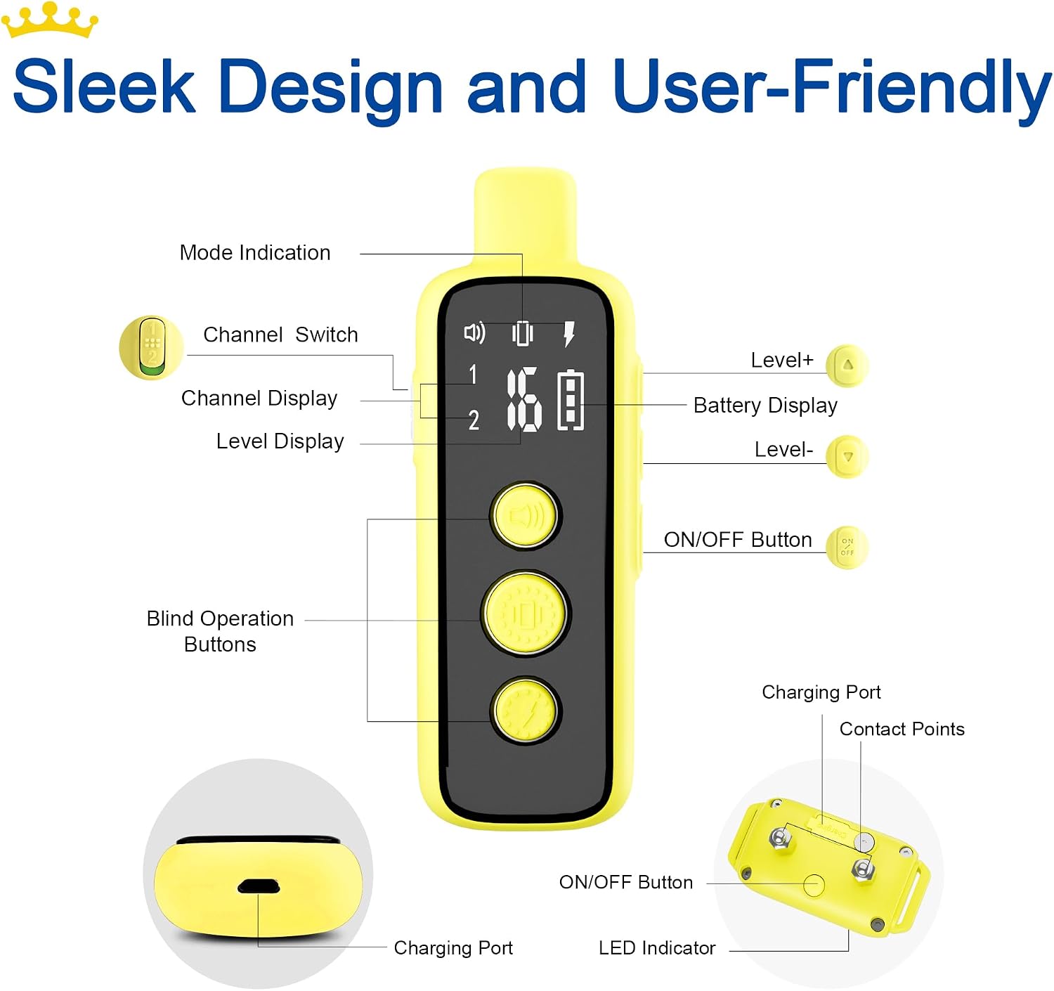 Bousnic Dog Shock Collar for 2 Dogs - (8-120lbs) Waterproof Rechargeable Electric Dog Training Collar with Remote for Small Medium Large Dogs with