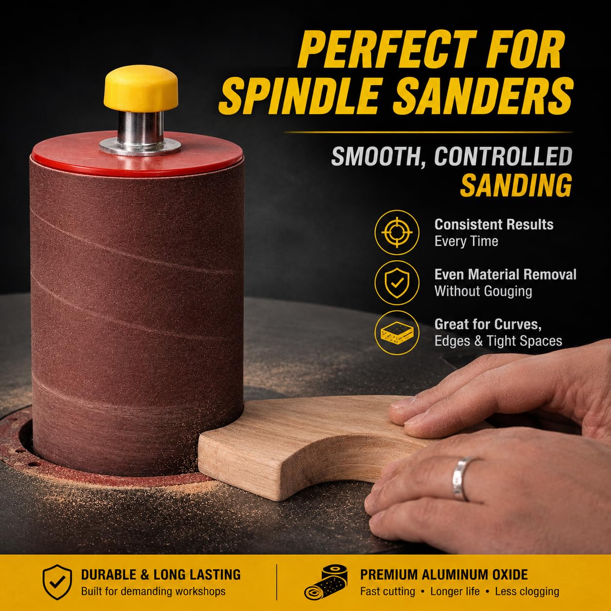 Dark Stone Sanding Sleeves for Oscillating Spindle Sander, Aluminum Oxide, 6-Pack (0.5, 1/2, Inches, 240)