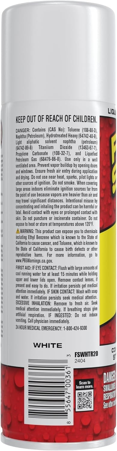 Flex Seal, 14 oz, 4-Pack, White, Stop Leaks Instantly, Waterproof Rubber Spray On Sealant Coating, Perfect for Gutters, Wood, RV, Campers, Roof Repair