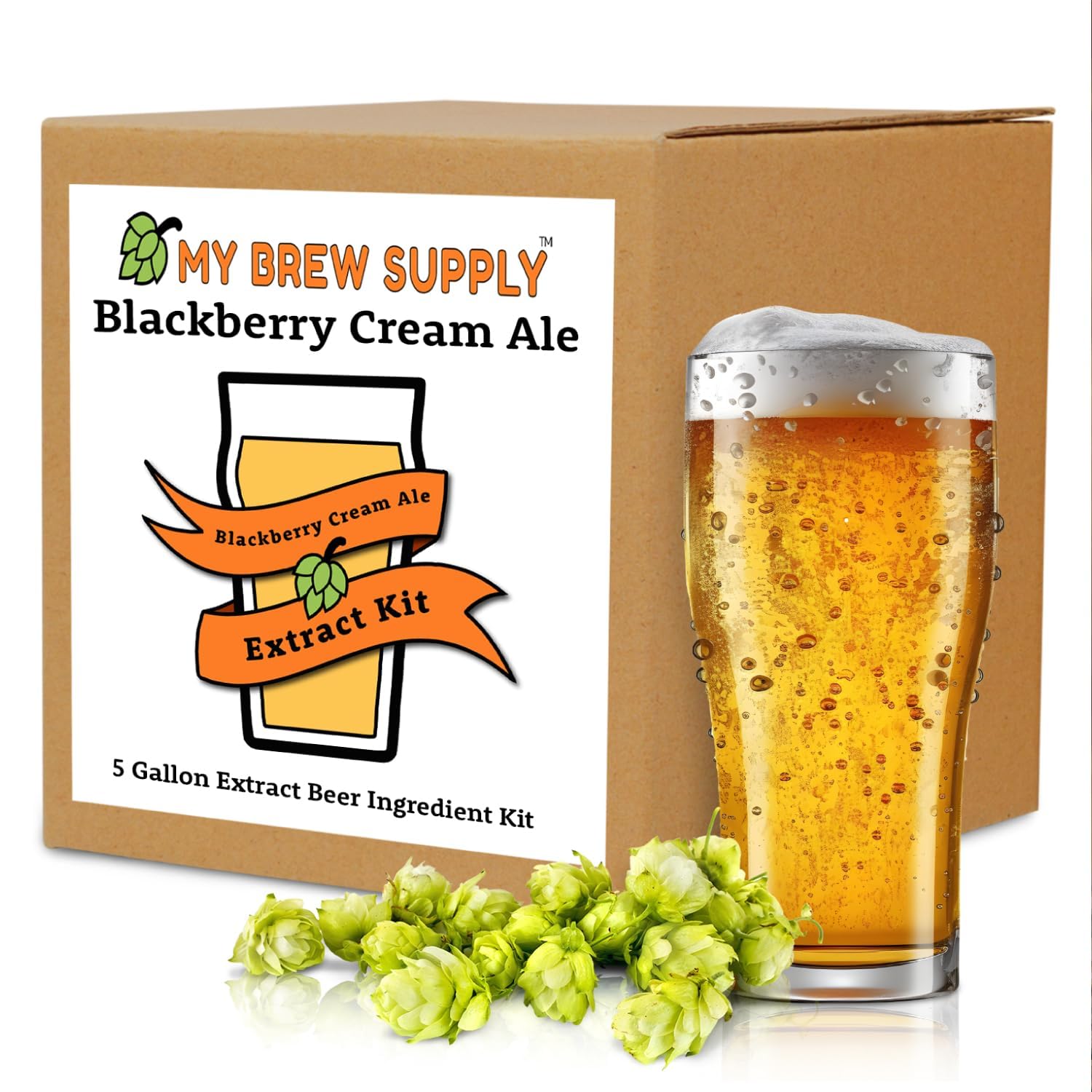 My Brew Supply Orange Wheat Beer Extract Kit | Bavarian Wheat Dry Malt Extract | Golden Light Dry Malt Extract | Caramel Malt | Flaked Wheat Grains