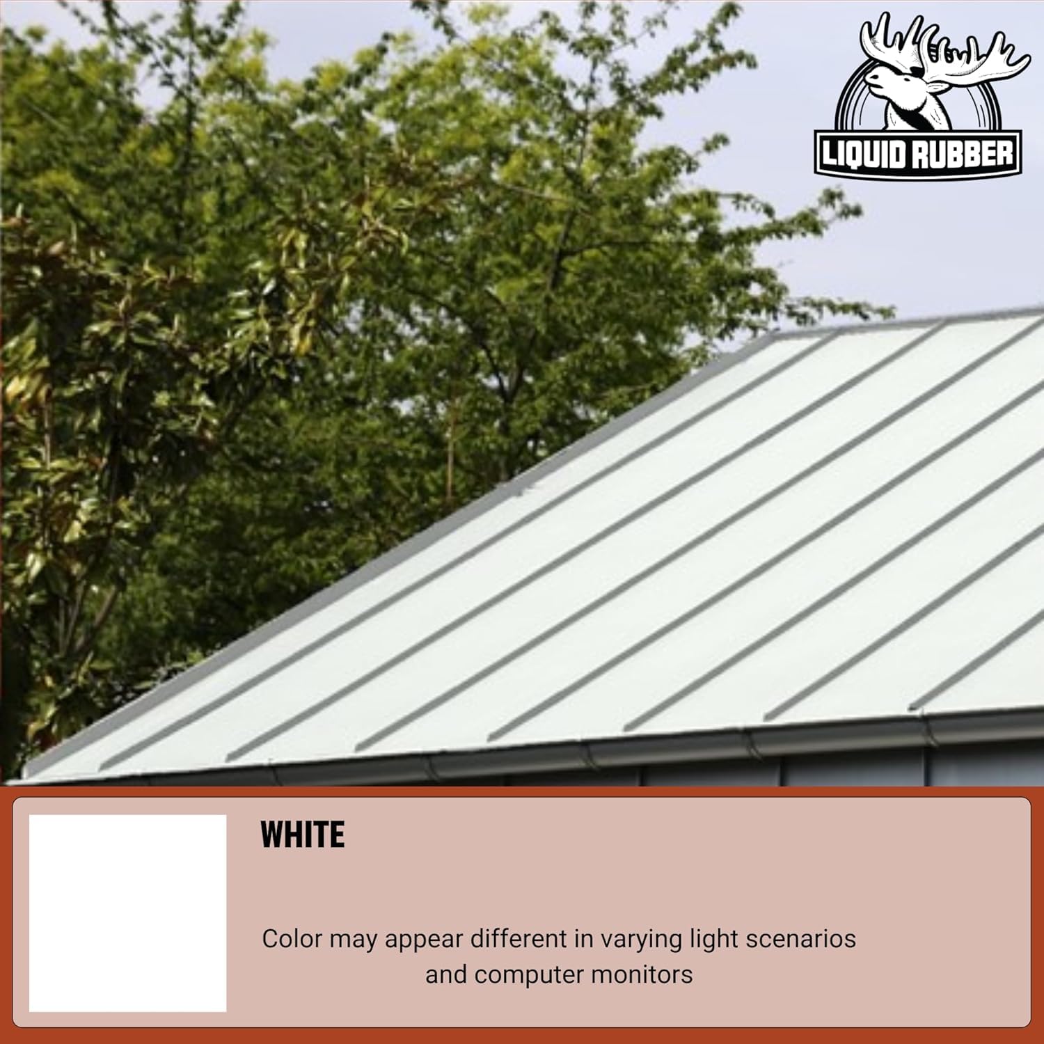 Liquid Rubber Color Roof Sealant - Flat & Metal, White, 1 Gallon | Elastomeric Roof Coating - Waterproof, UV-Stable & Flexible - Compatible with Low-Slope Roofs, Resists Cracking & Chipping
