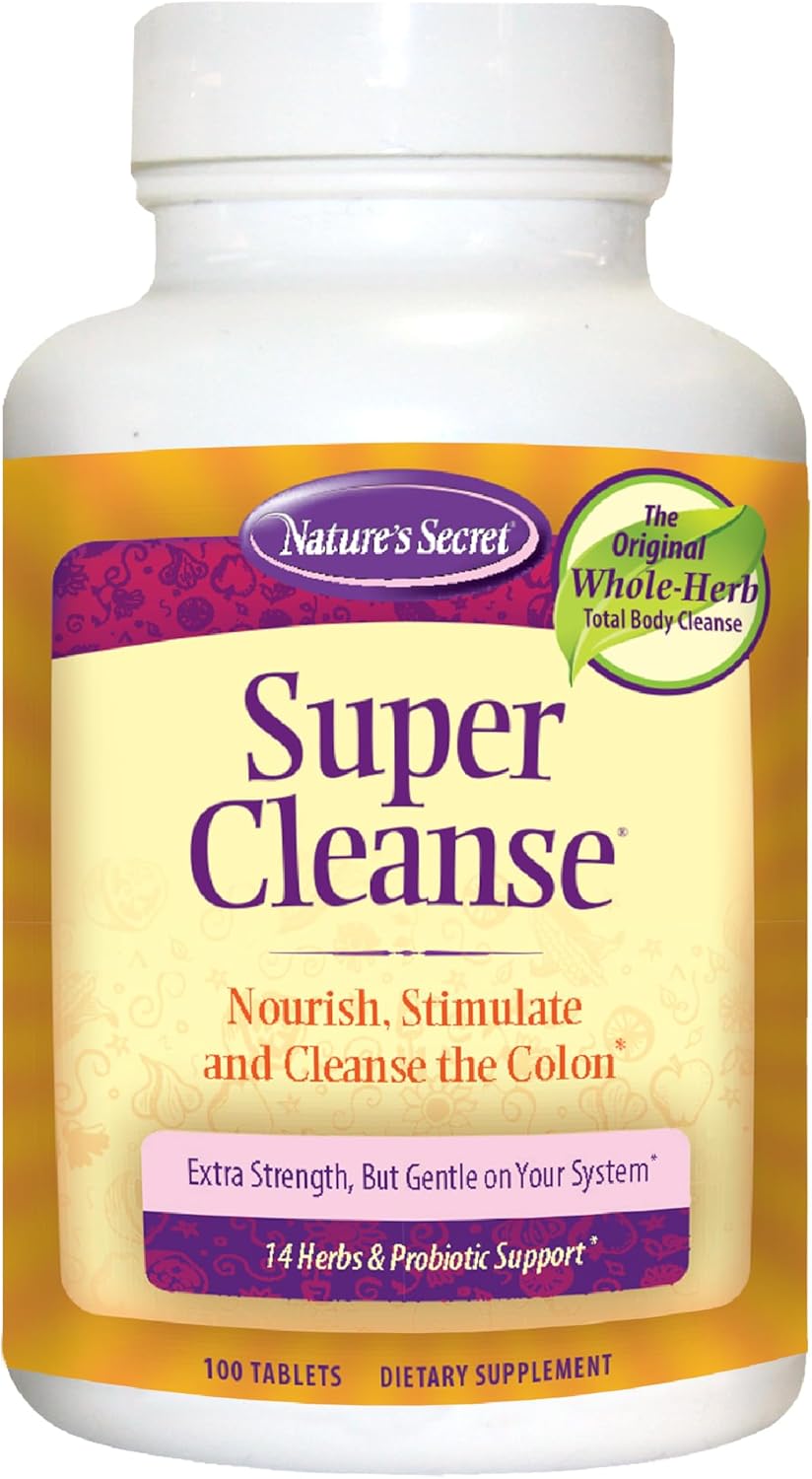 Nature’s Secret Super Cleanse - Extra Strength Colon Cleanse with 14 Herbs & Probiotic Support - Promotes Gut Health Detox Cleanse & Digestive