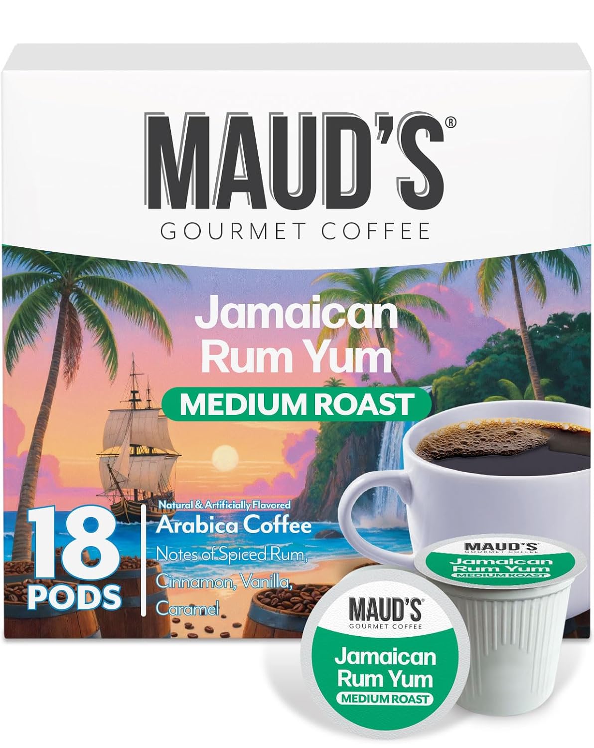 Maud's Family Pack Coffee Pods Variety Pack, 136ct, 12 Assorted Flavors | Medium Roast Flavored Coffee in Single Serve Pods – 100% Arabica Coffee, Compatible with Keurig Coffee Makers