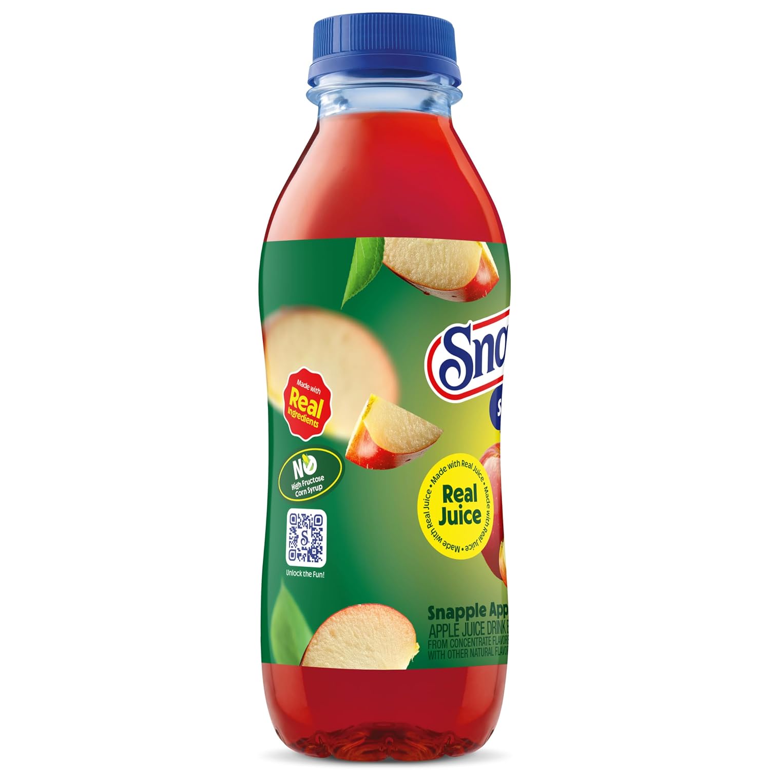Snapple Apple Juice Drink, 16 Fl Oz Recycled Plastic Bottle, All Natural, No Artificial Flavors Or Sweeteners, Gluten-free, Contains 10% Real Juice 12 Pack