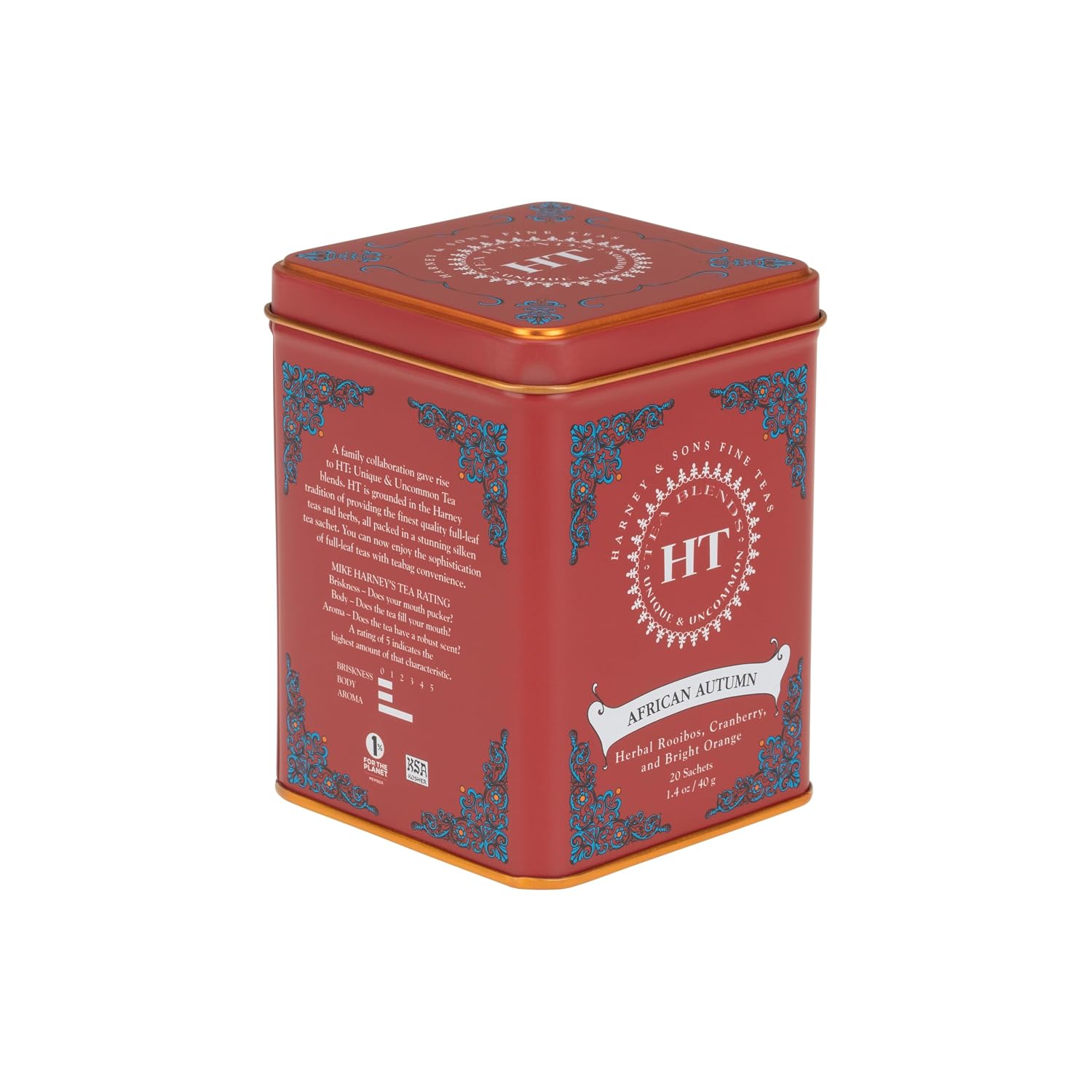 Harney & Sons HT Organic Supreme Green Tea, 20 Sachets, Tea Tin | Organic green tea with 20 sachets in a reusable tea tin. Caffeinated.