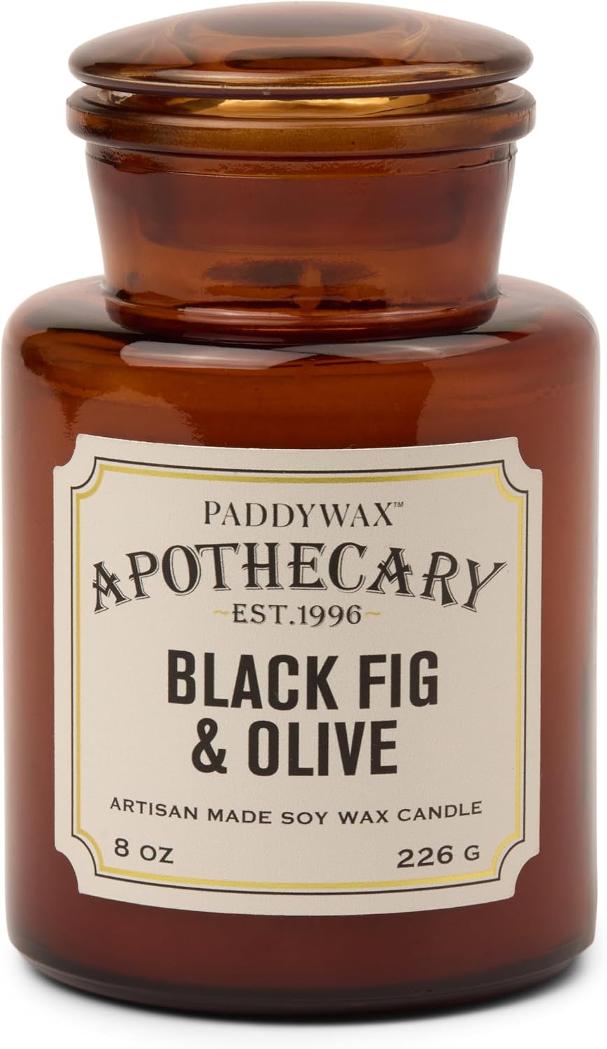 Paddywax Artisan Apothecary Scented Candle, Tobacco & Patchouli, 8 oz | With Lid, Reusable Glass Jar, Clean Burning Soy Candle, Approx. 54 Hour Burn Time