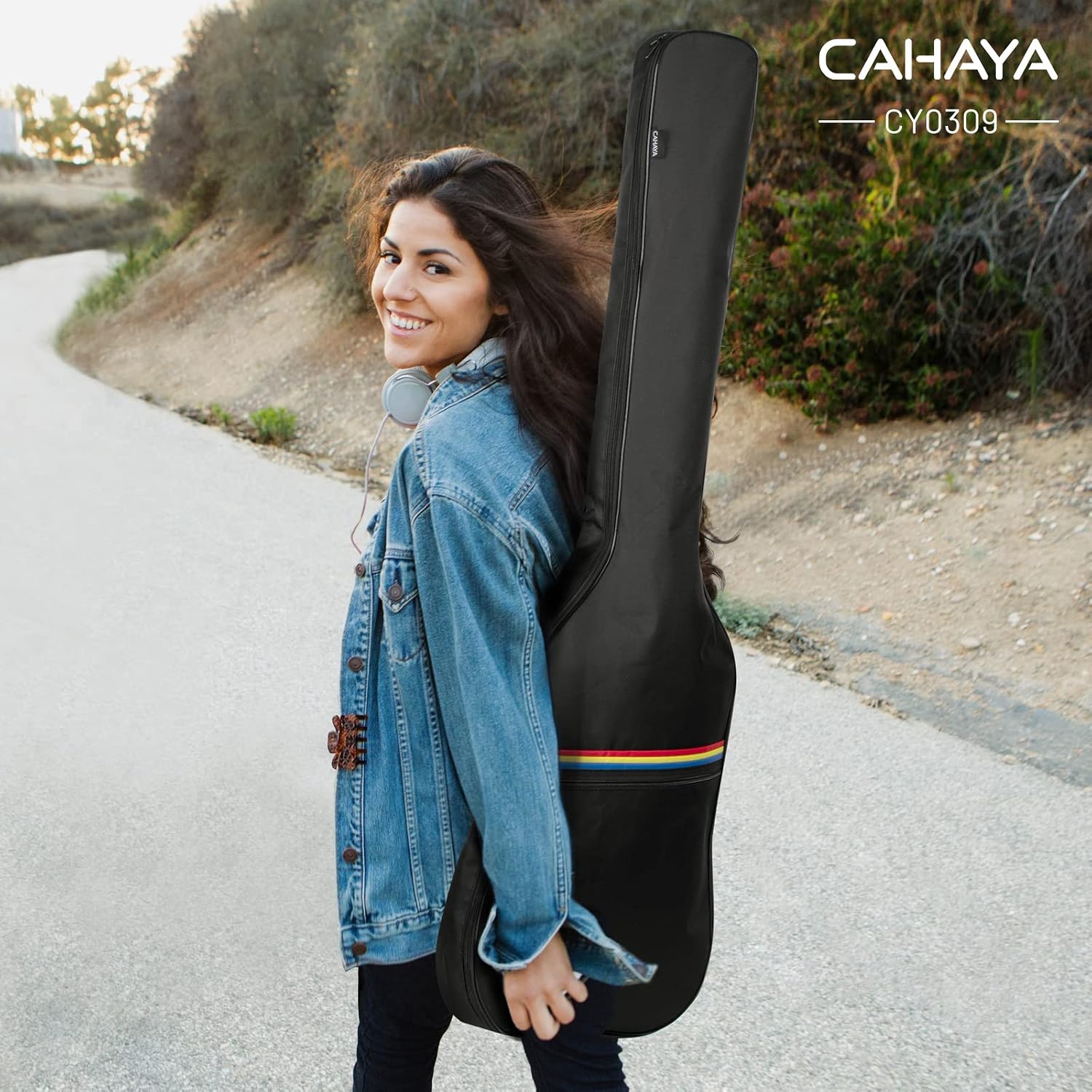 CAHAYA Electric Guitar Bag Gig Bag 6mm Padding Padded Backpack with Reflective Bands Soft Guitar Case Black CY0225