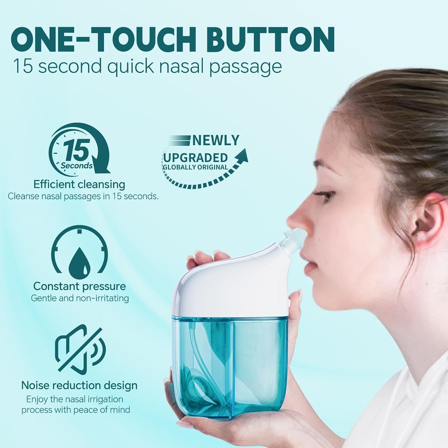 Nasal Irrigation System with 30 Saline Packets Nasal Care, Sinus Rinse Machine, Nasal Rinse Machine, Nasal Cleaner with Auto Waste Collection Function for Sinus, Nasal Allergies - Green