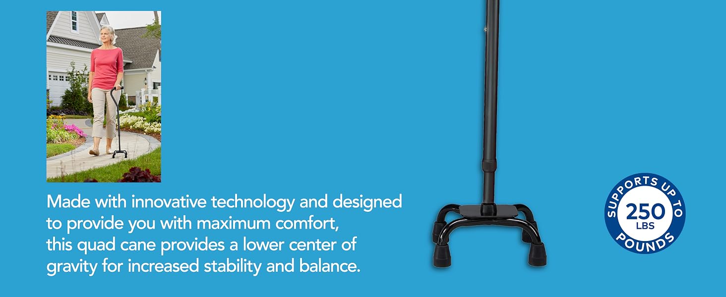 Quad Cane with Small Base Black