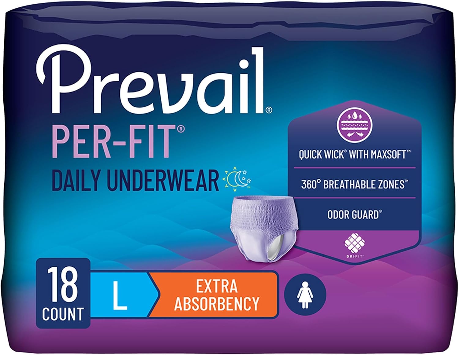Prevail Per-Fit for Women Daily Protective Underwear, Pull-up Disposable Adult Diaper for Women, Extra Absorbency, Medium, 80 Count (4 Packs of 20) | Disposable, Incontinence, Extra Absorbency