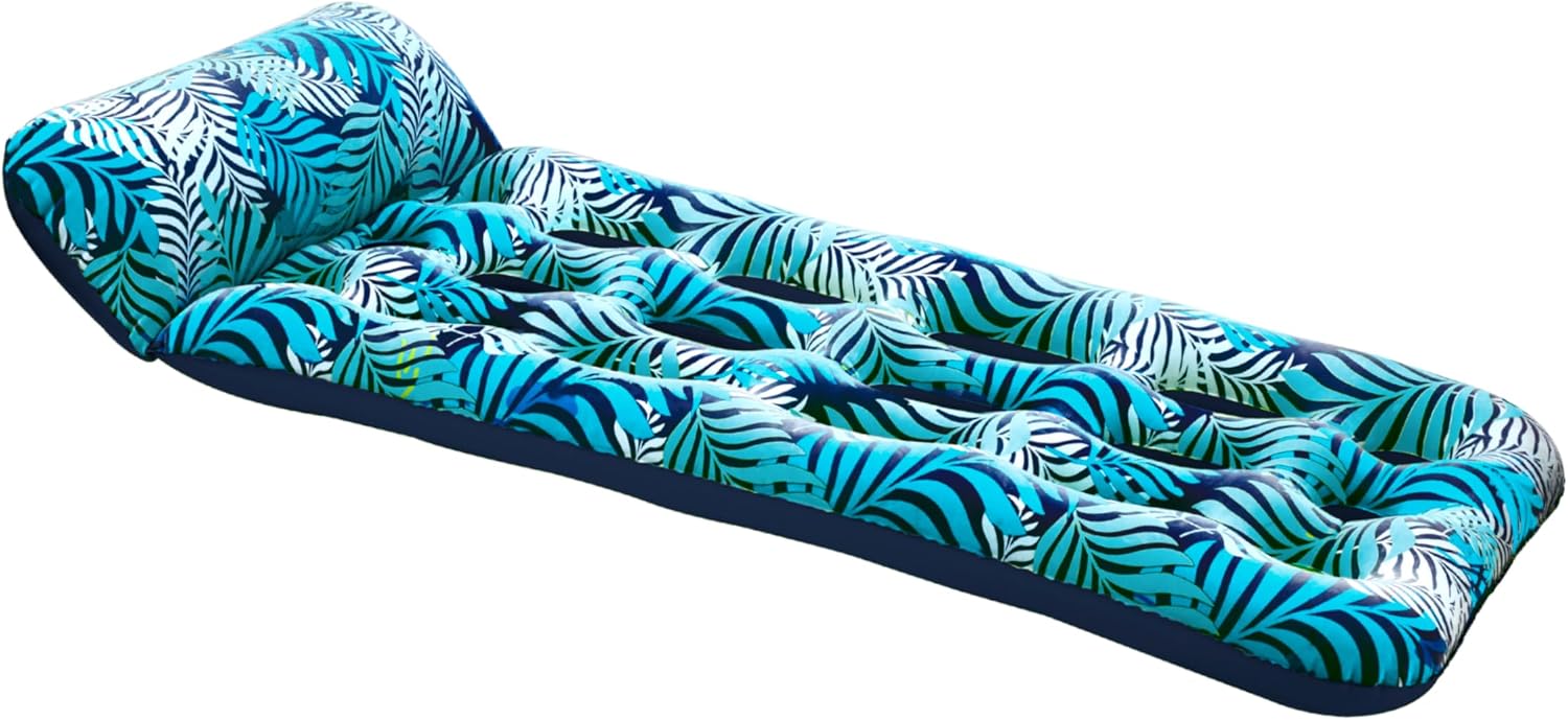 Aqua Comfort Pool Float Lounge – Inflatable Pool Floats for Adults with Headrest and Footrest – Bubble Waves
