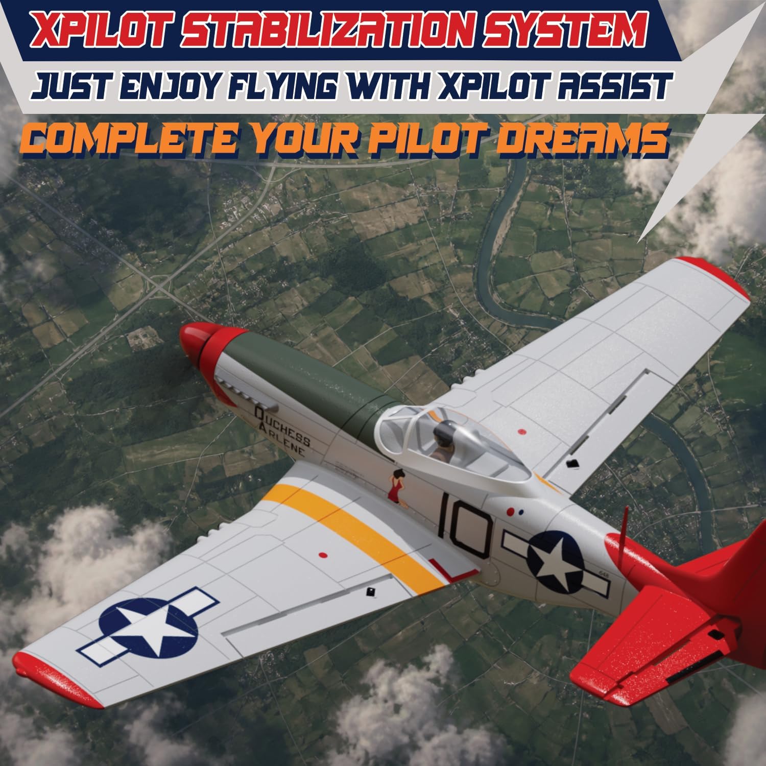 LEAMBE 4 Channel RC Plane, Ready to Fly Aerobatic Aircraft, Easy Control for Beginners, P51 Mustang RC Airplane Best Gift for Adults