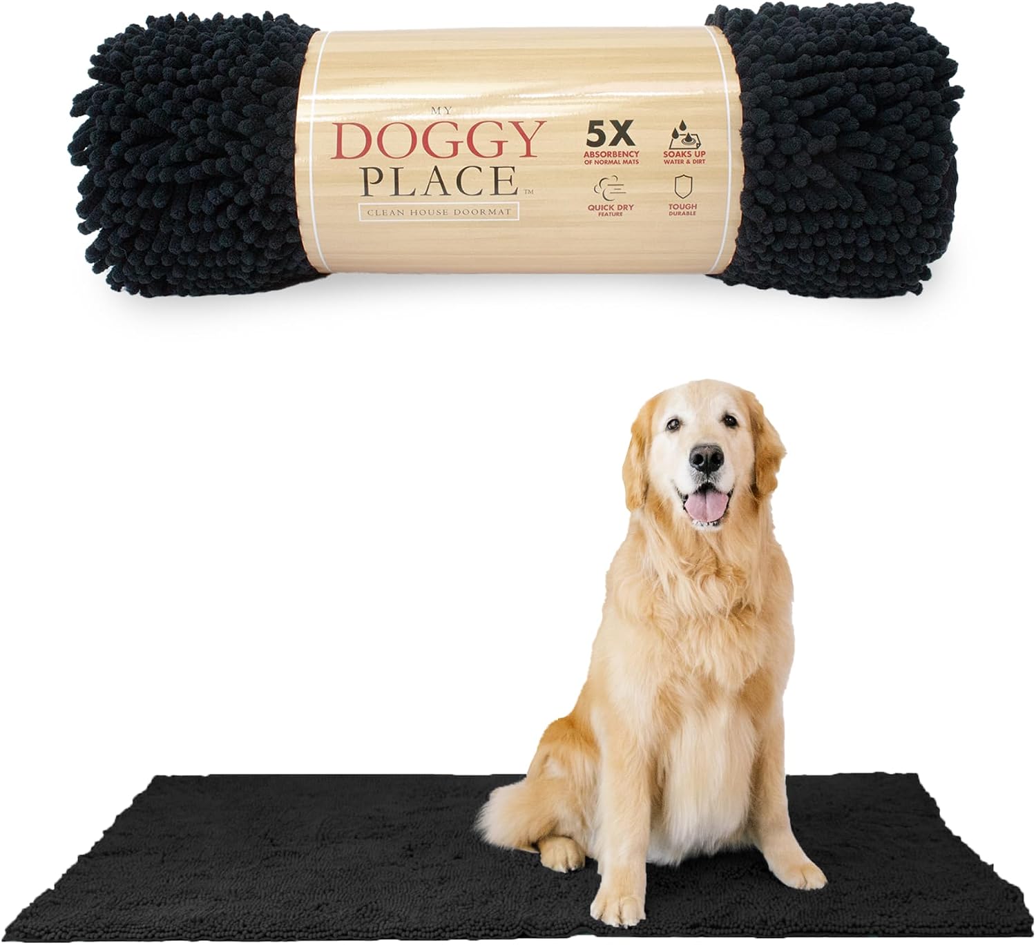Dog Mud Mat, 31" x 20" Sage – Thick Microfiber Entry Rug for Snow, Mud & Salt – Absorbent, Quick-Dry, Washer-Safe & Non-Slip, Medium