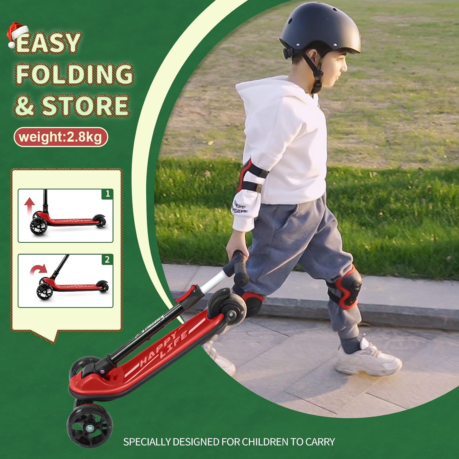 besrey 3 Wheel Scooter for Kids Ages 3-10 with 4 Adjustable Height