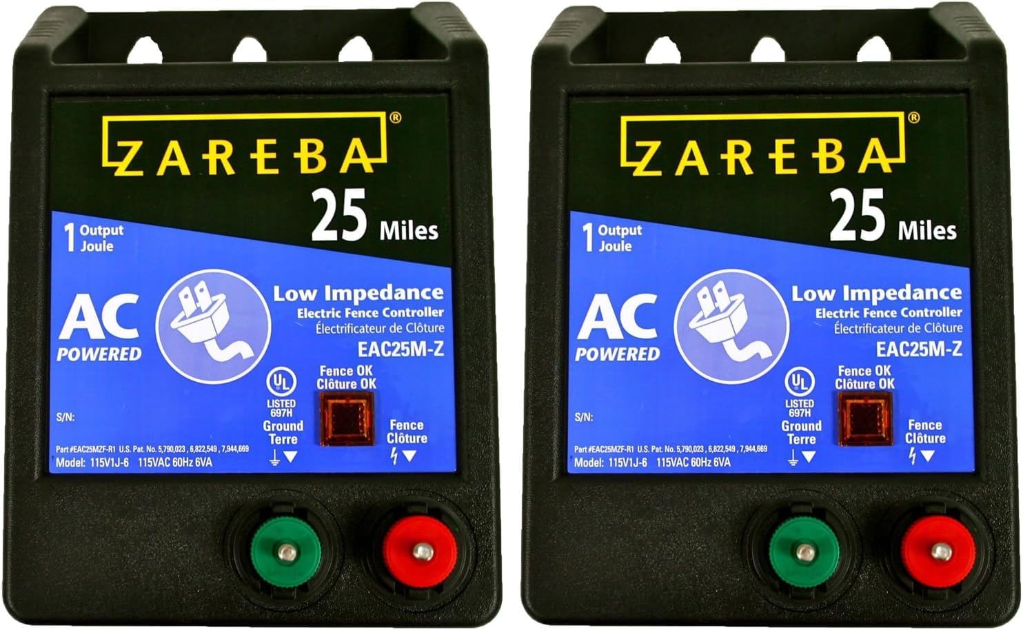 Zareba 25 Mile AC Powered Low Impedance Electric Fence Charger - Plug In Fence Charger - Contain Bulls, Cattle, Dogs, Exotics, Horses & More - Keep Predators Out - EAC25M-Z
