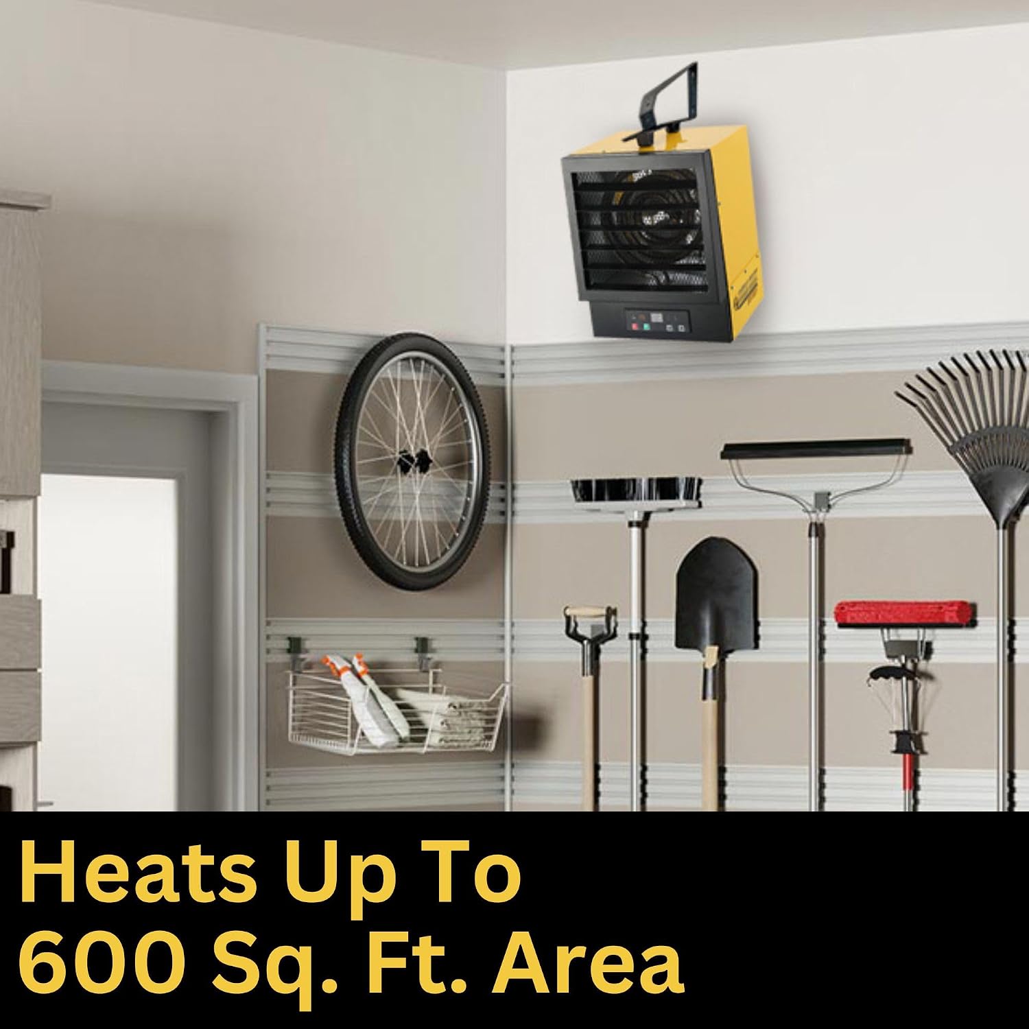 Dura Heat EWH5510 Electric Forced Air Heater with Remote Control 17, 060 Btu, Yellow, Large | NO PLUG Hardwired Install Required, Steel Body, 17